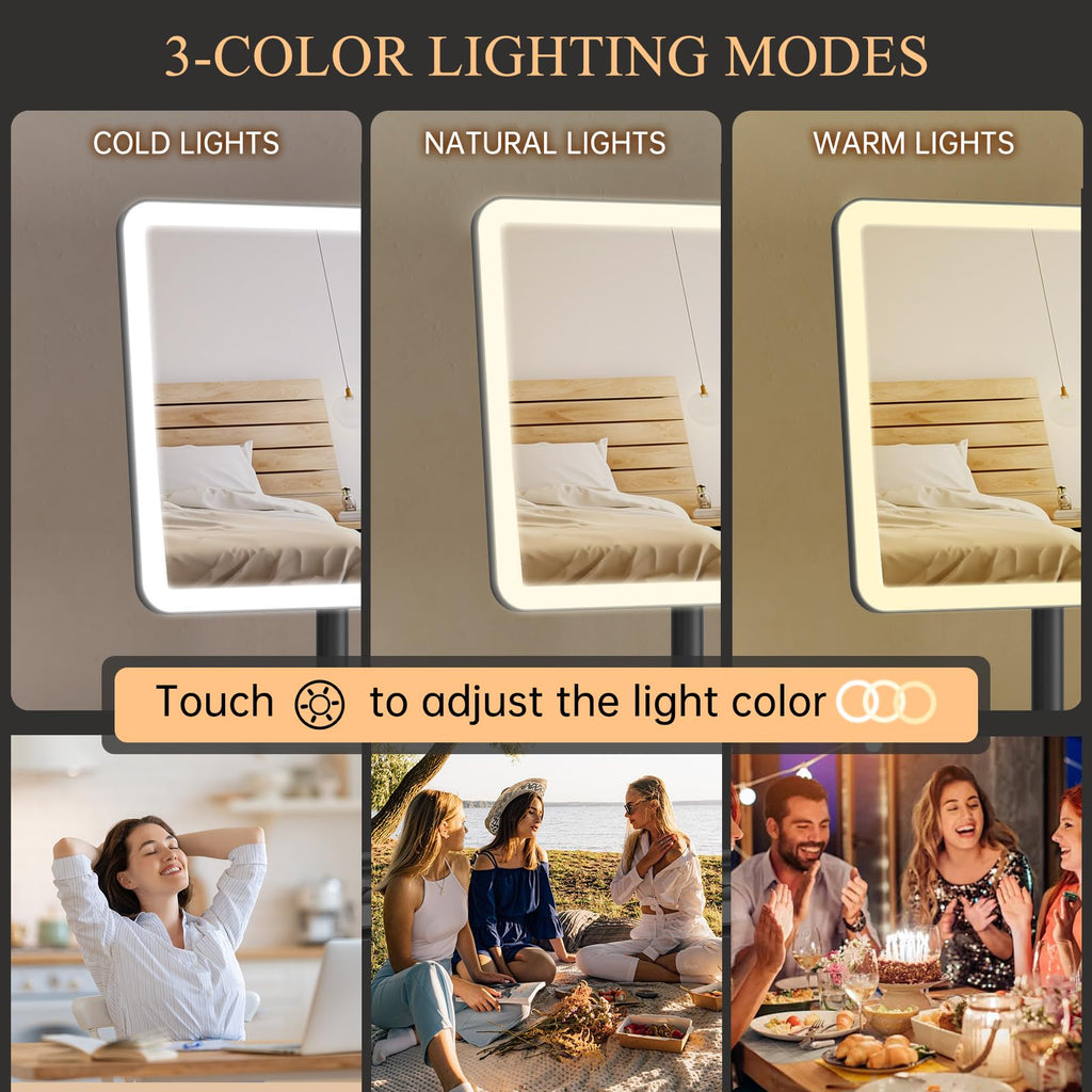 FUNTOUCH Vanity Mirror with Lights – 40X Detachable Magnifier, 84 LEDs, 3 Lighting Modes