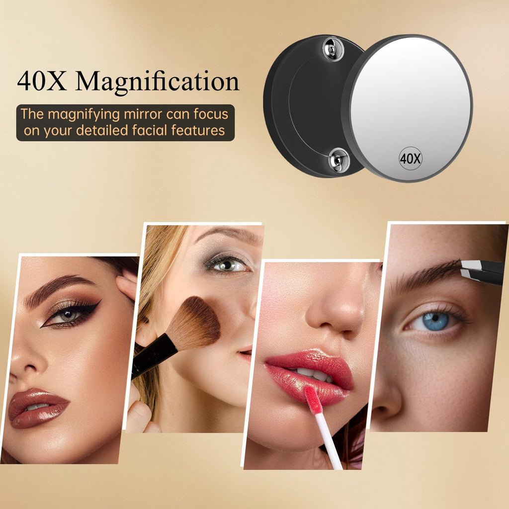 FUNTOUCH Vanity Mirror with Lights – 40X Detachable Magnifier, 84 LEDs, 3 Lighting Modes