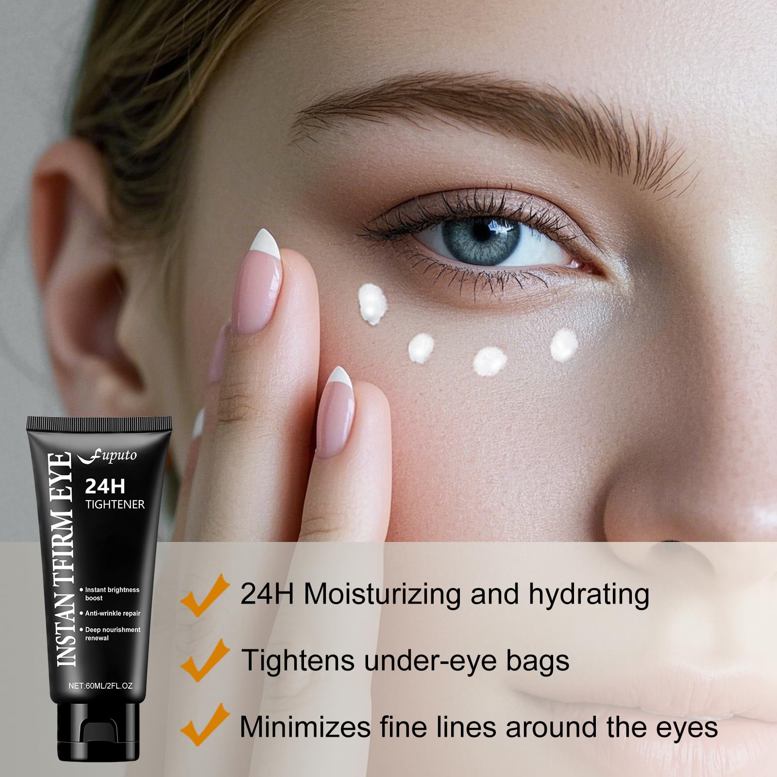 Fuputo Temporary Instant Eye Tightener Cream – 60 ml Retinol Eye Treatment for Puffiness, Fine Lines & Hydration