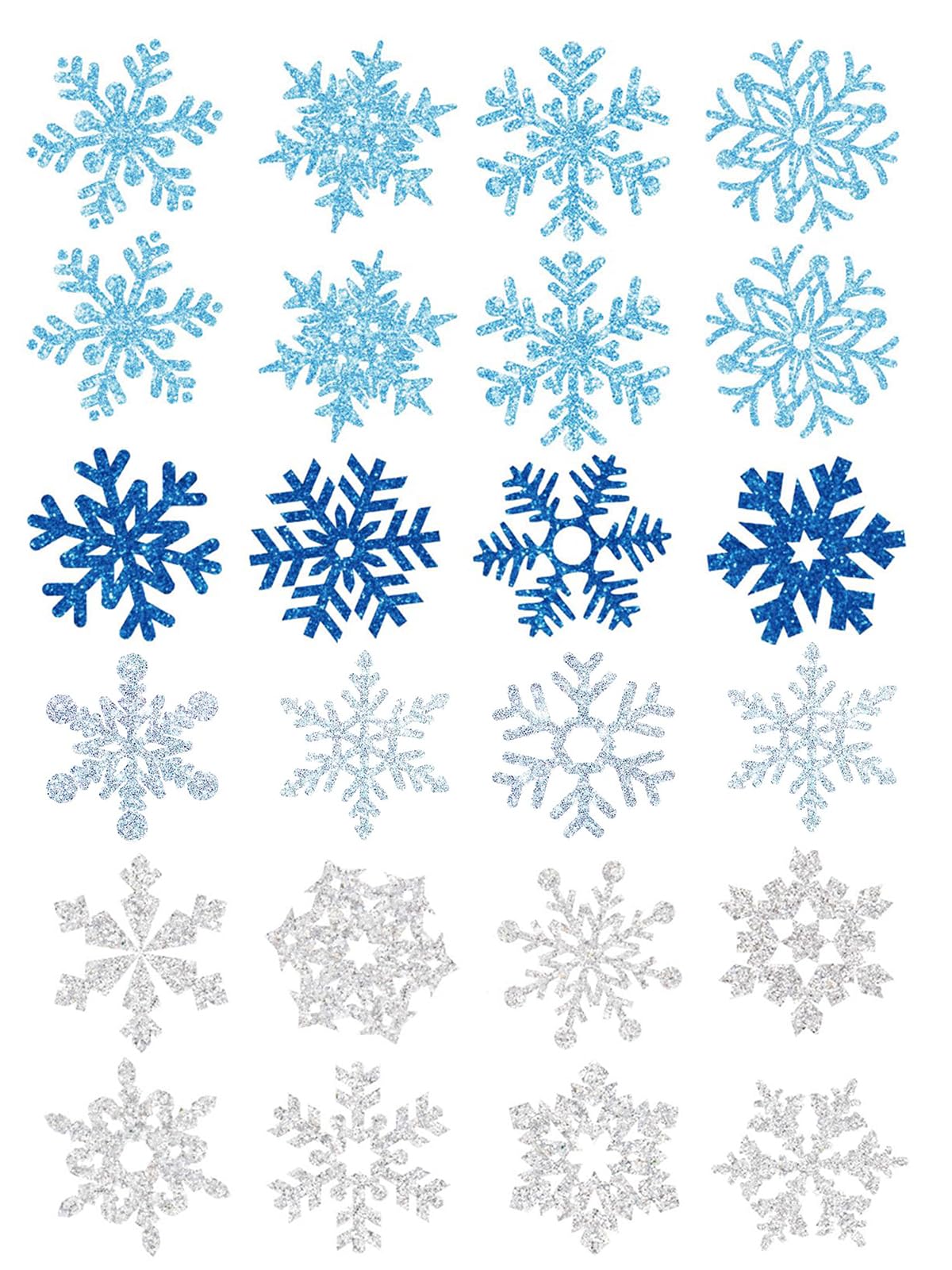 Furimuk Snowflake Glitter Temporary Tattoos – 5 Sheets Blue Silver Snowflakes for Kids & Adults