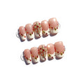 FURNUNUBI Handmade Square Press-On Nails Pink with White French Tip and Gold Cross (XS)