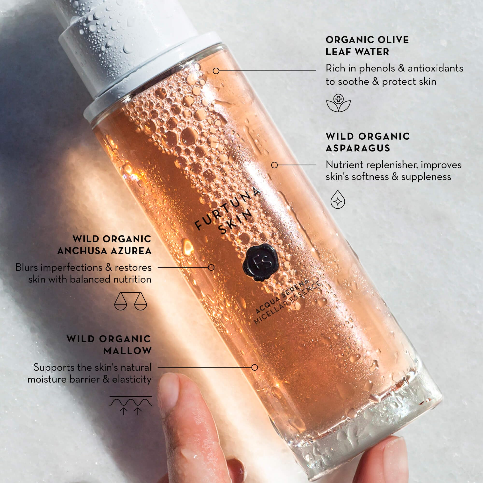 Furtuna Skin Micellar Cleansing Essence Water | Dual-Use Cleanser & Toner with Organic Botanicals