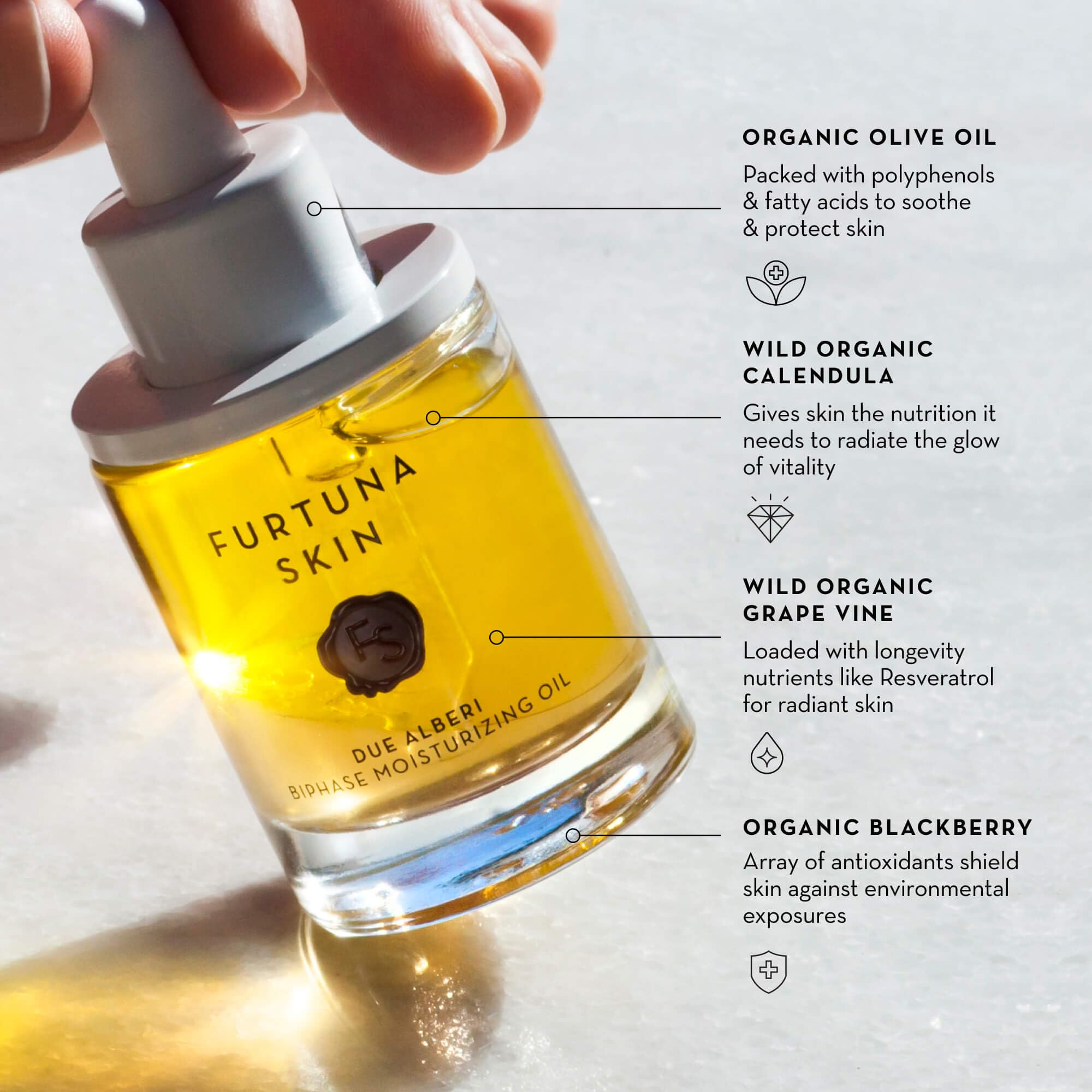 Furtuna Skin Biphase Moisturizing Oil – Hydration, Plumping & 360° Protection for Face, Neck & Décolletage | Vegan & Cruelty-Free
