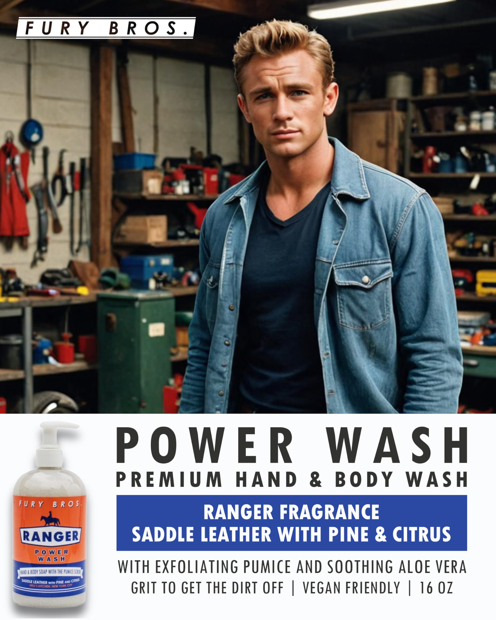 FURY BROS. Premium Power Wash – Ranger: Saddle Leather, Pine & Citrus | 16 oz