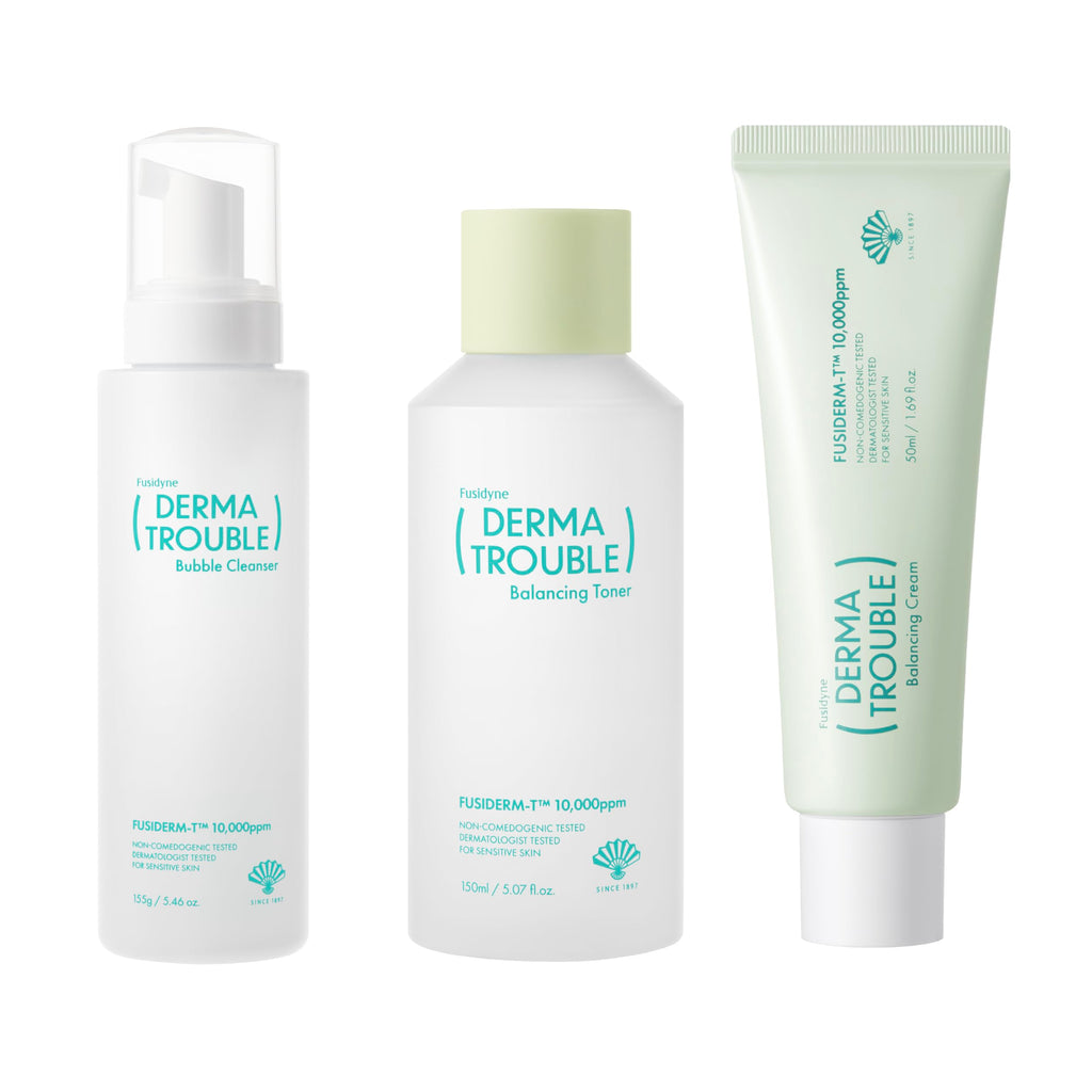 FUSIDYNE Derma Trouble Balancing AC 3 Step Kit – Soothing, Sebum-Control for Blemish-Prone Skin