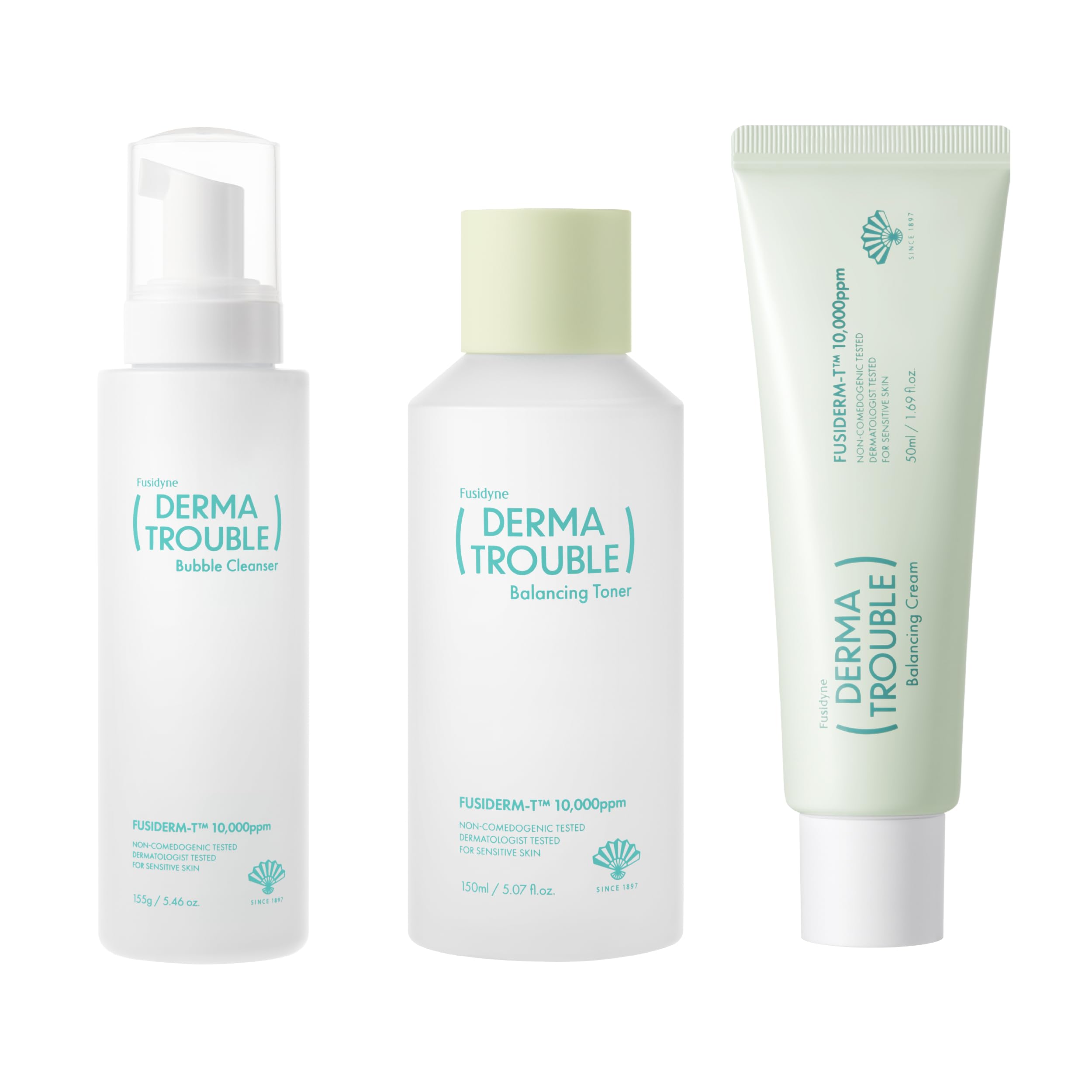 FUSIDYNE Derma Trouble Balancing AC 3 Step Kit – Soothing, Sebum-Control for Blemish-Prone Skin