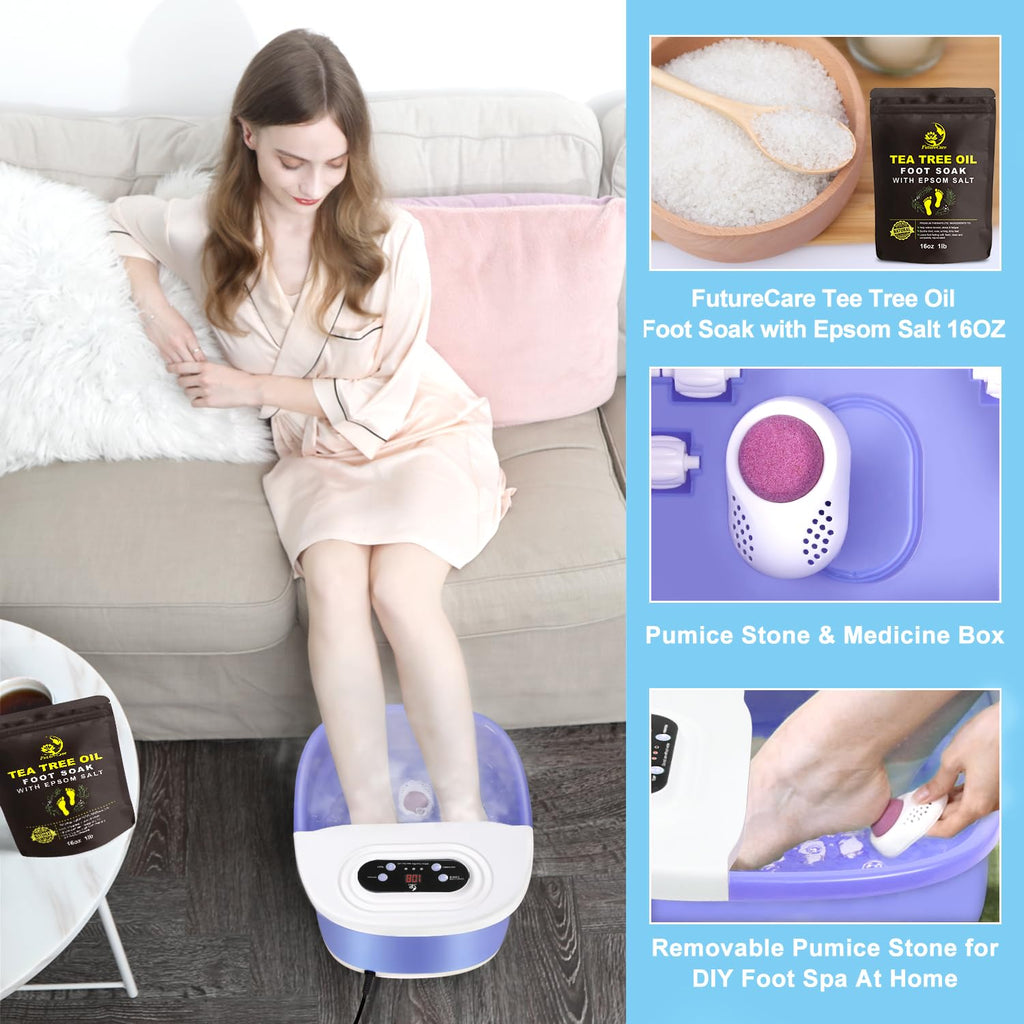 FutureCare Foot Spa Bath Massager – Heat, Bubbles, Vibration & Tea Tree Oil Soak