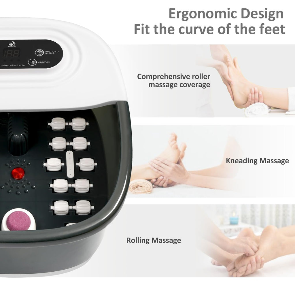 FutureCare Foot Spa Bath Massager with Heat, Bubbles & Jets | Tea Tree Oil Soak + Epsom Salt | Infrared Light | 22 Rollers | Adjustable Temperature - Black