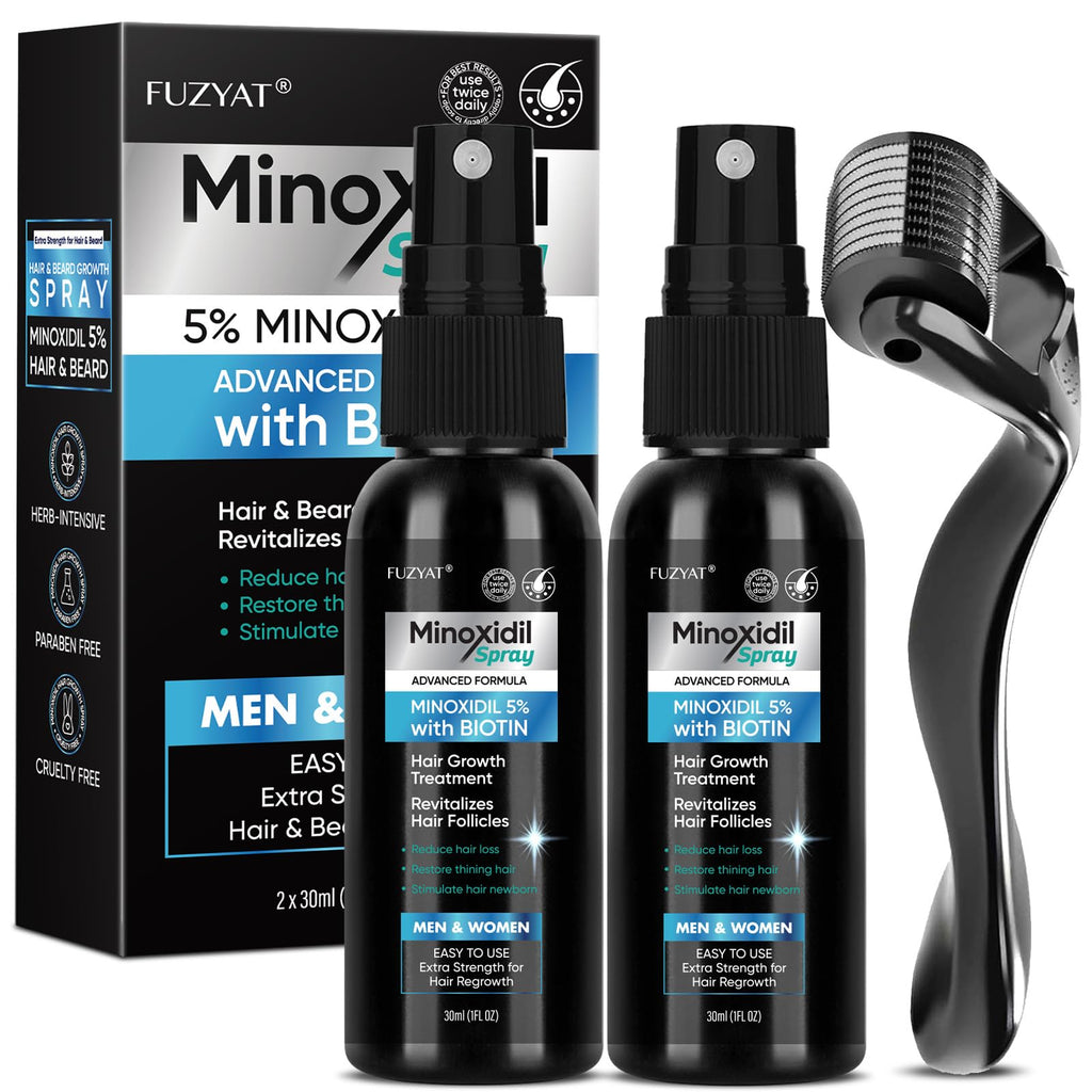 FUZYAT 5% Minoxidil Hair Growth Spray for Men & Women – Biotin, 60ml