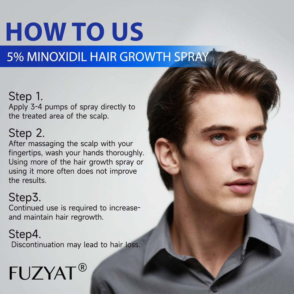FUZYAT 5% Minoxidil Spray Kit – Hair Growth for Men & Women, 2-Pack