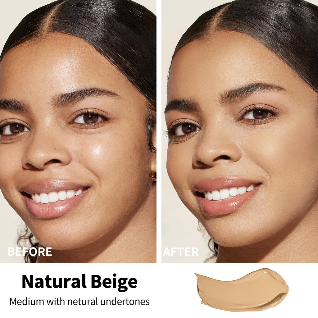FV 2 Pack Waterproof Foundation – Lightweight, Medium Coverage, Matte Finish, Long-Lasting Oil Control for Oily Normal Skin (Natural Beige, 1.05 fl oz)
