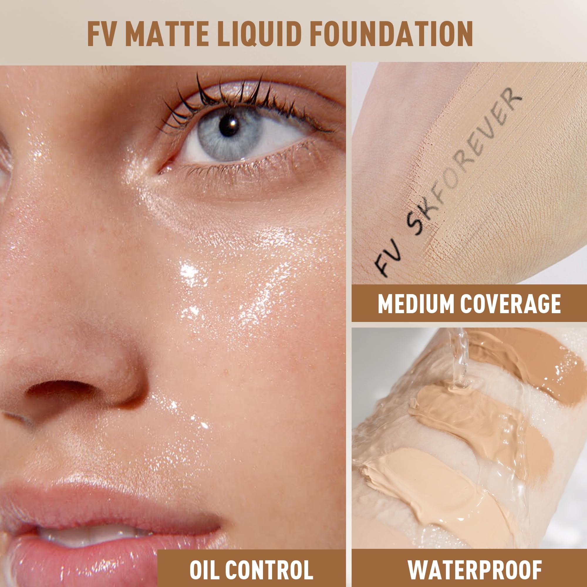 FV 2 Pack Waterproof Foundation – Matte Finish, Medium Coverage in Toffee (1.05 fl oz)