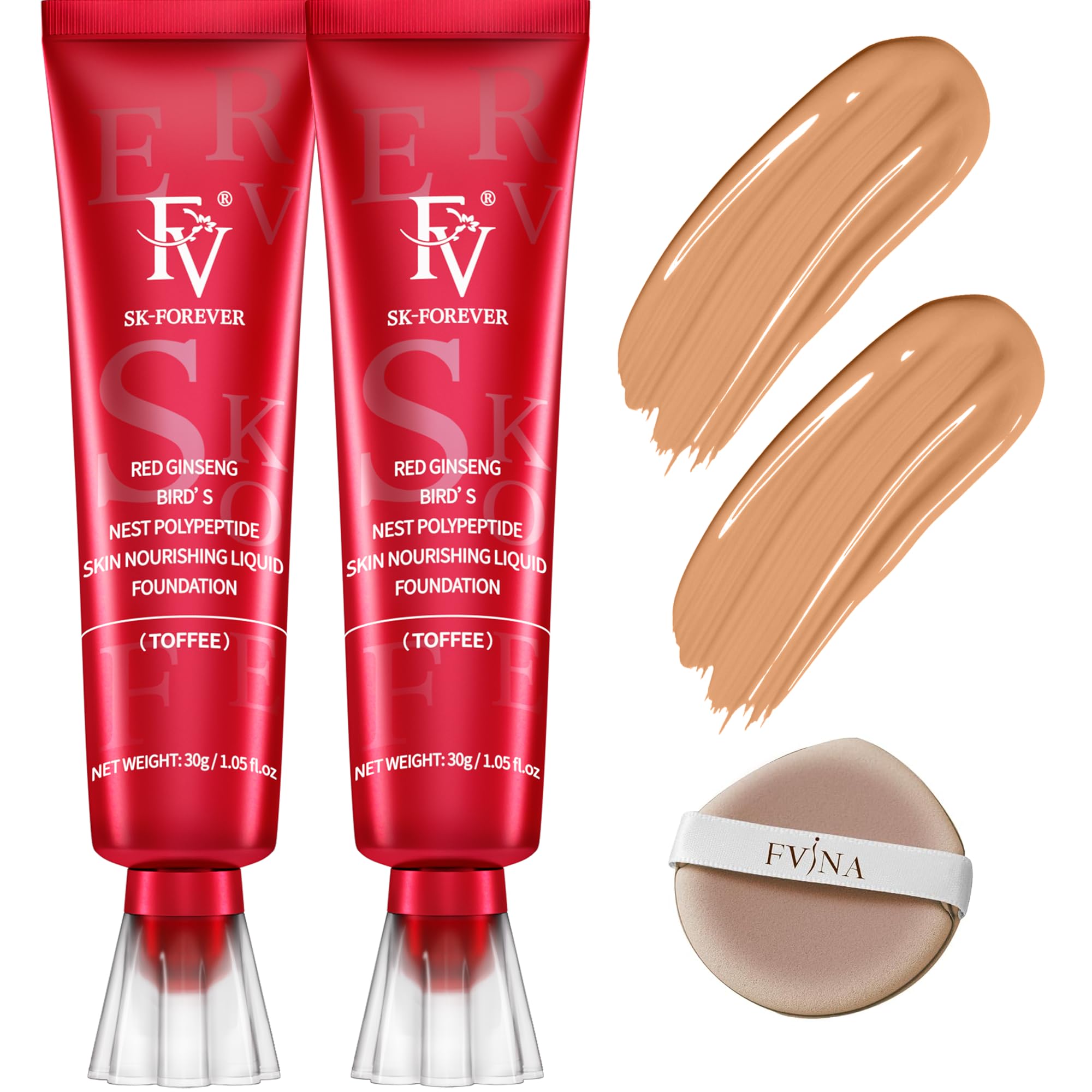 FV 2 Pack Waterproof Foundation – Matte Finish, Medium Coverage in Toffee (1.05 fl oz)