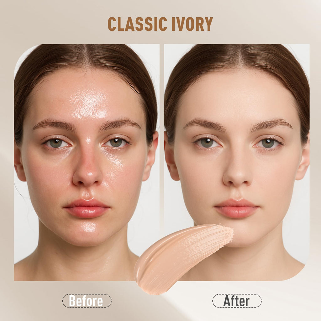 FV 2 Pack Waterproof Foundation – Matte Finish, Medium Coverage, Oil-Control for Oily/Normal Skin (Classic Ivory) 1.05 fl oz
