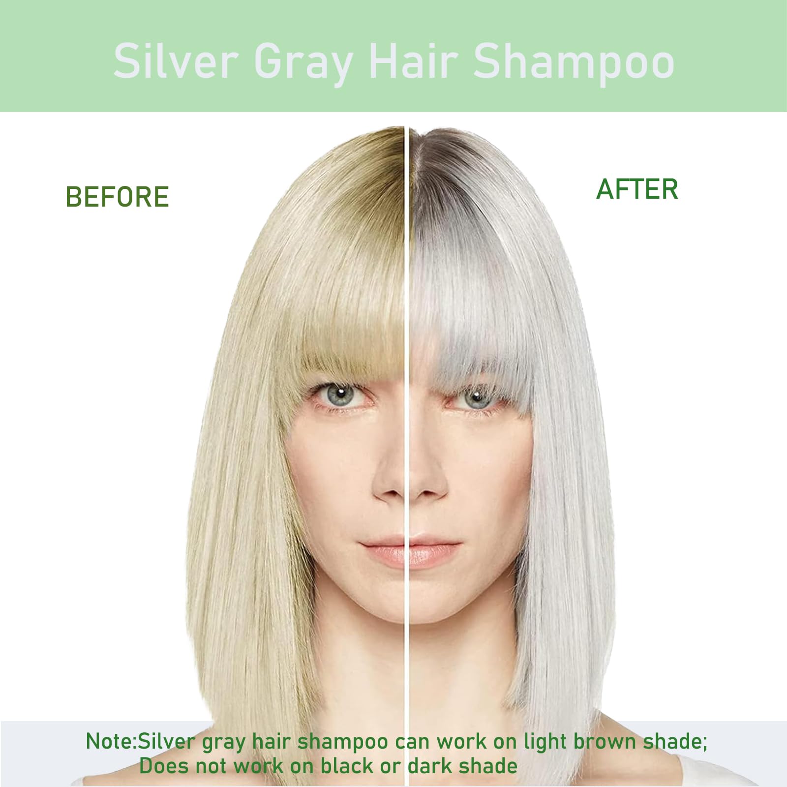 Fvquhvo Silver Gray Hair Dye Shampoo – 16.9 oz, Instant 3-in-1 Color, Herbal Formula