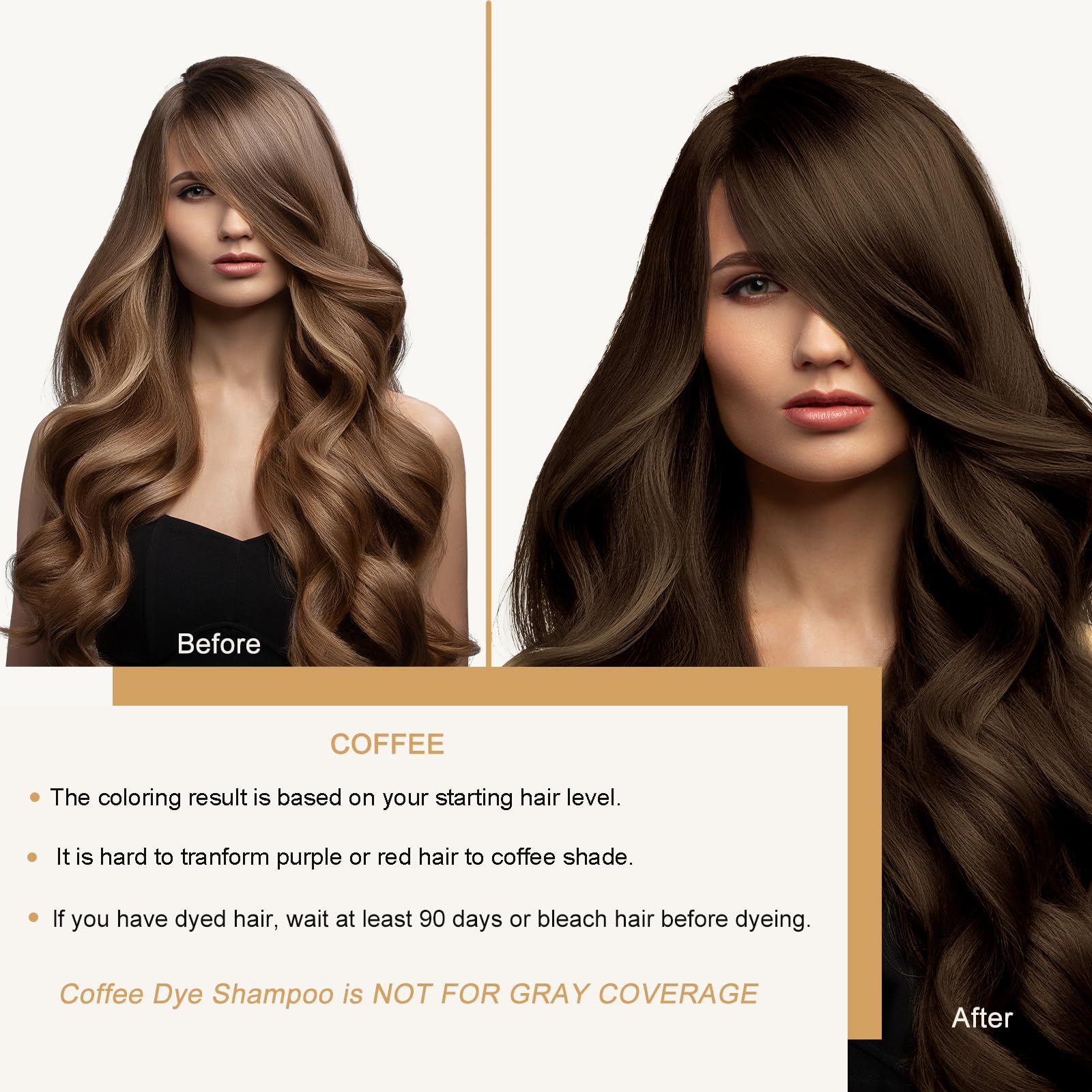 Fvquhvo Hair Dye Shampoo 3 in 1 – Coffee Brown, 16.9 oz