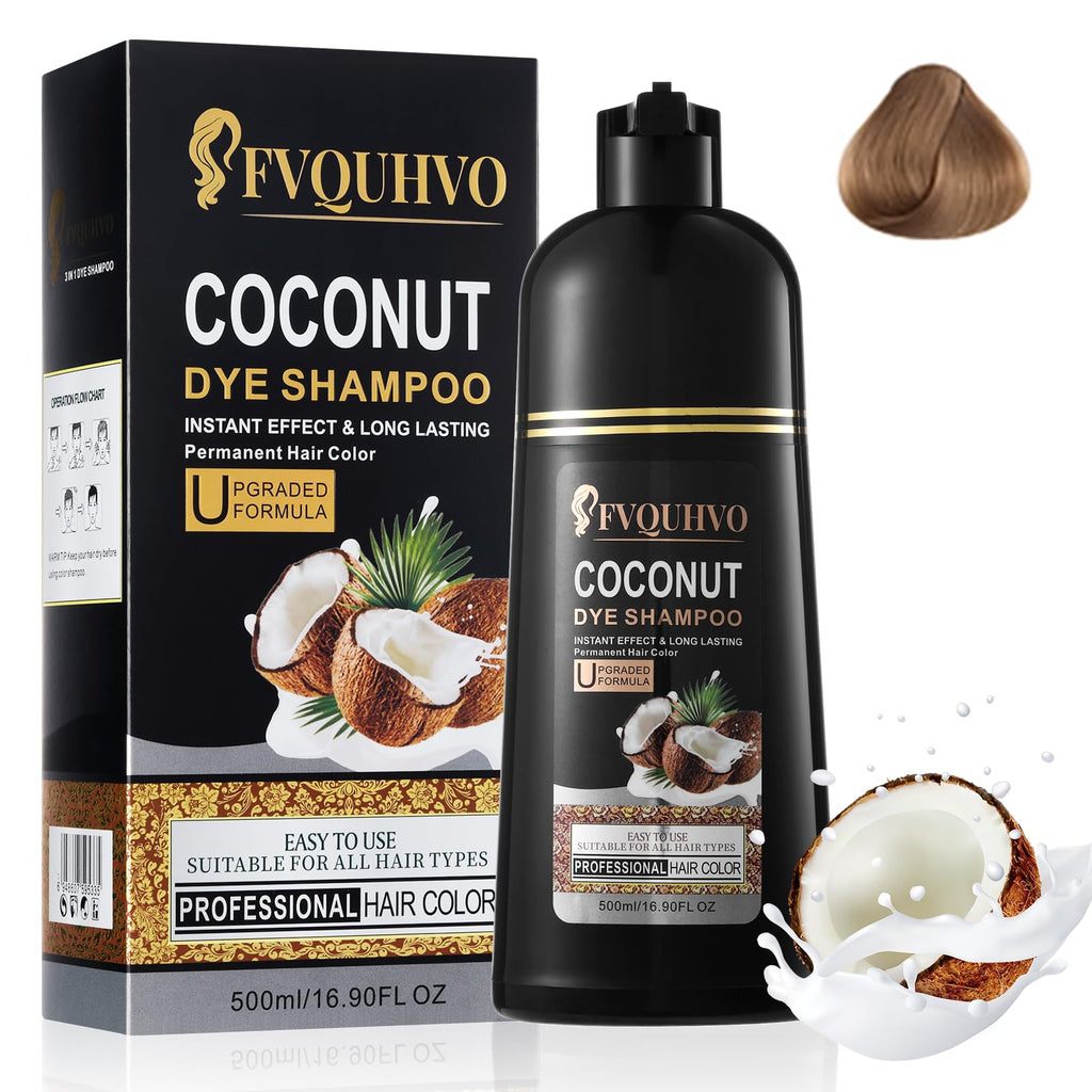 Fvquhvo Light Brown Hair Dye Shampoo – 3-in-1 Coconut Color for Quick, Gentle Hair Color