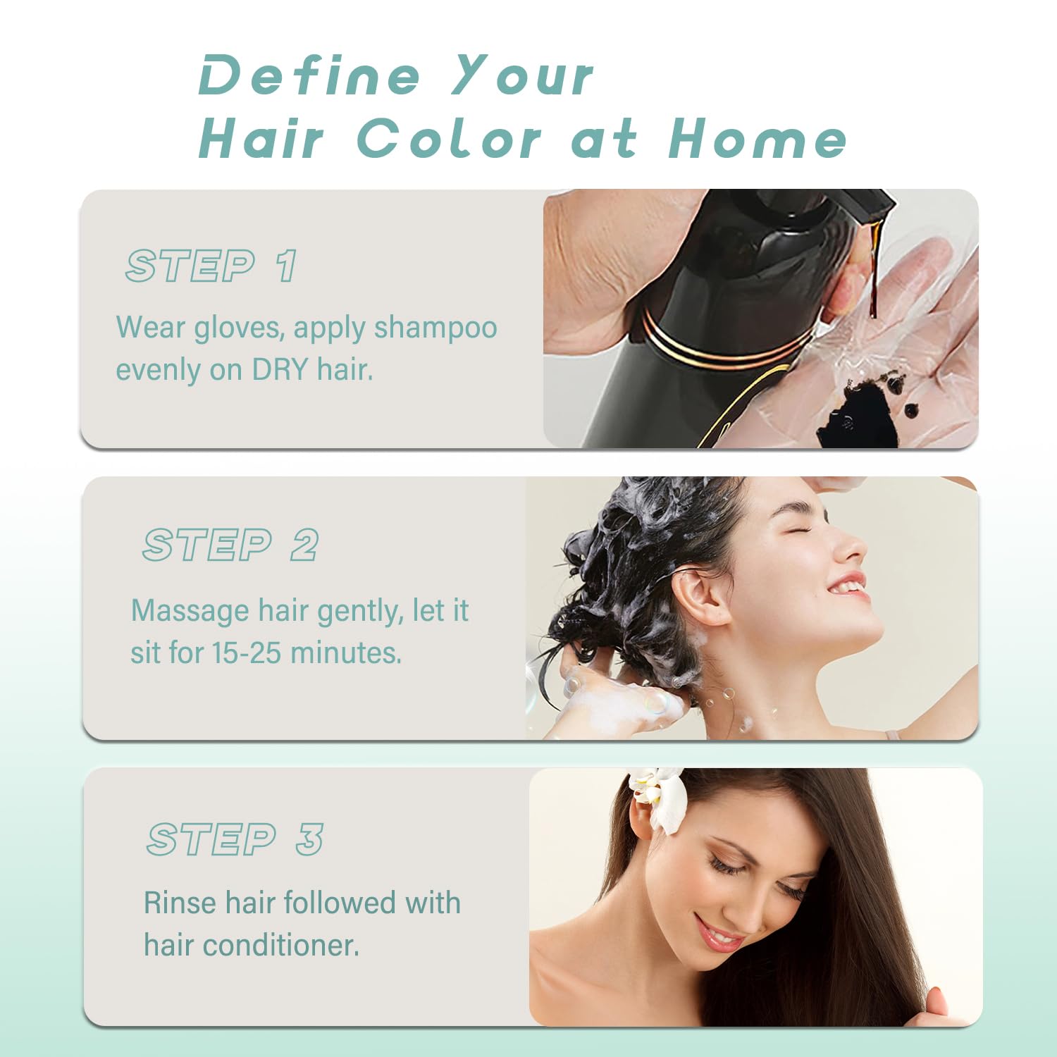 Fvquhvo Black Hair Dye Shampoo – 3-in-1 Color, Gray Coverage, Long-Lasting Black Hair – 16.9 oz