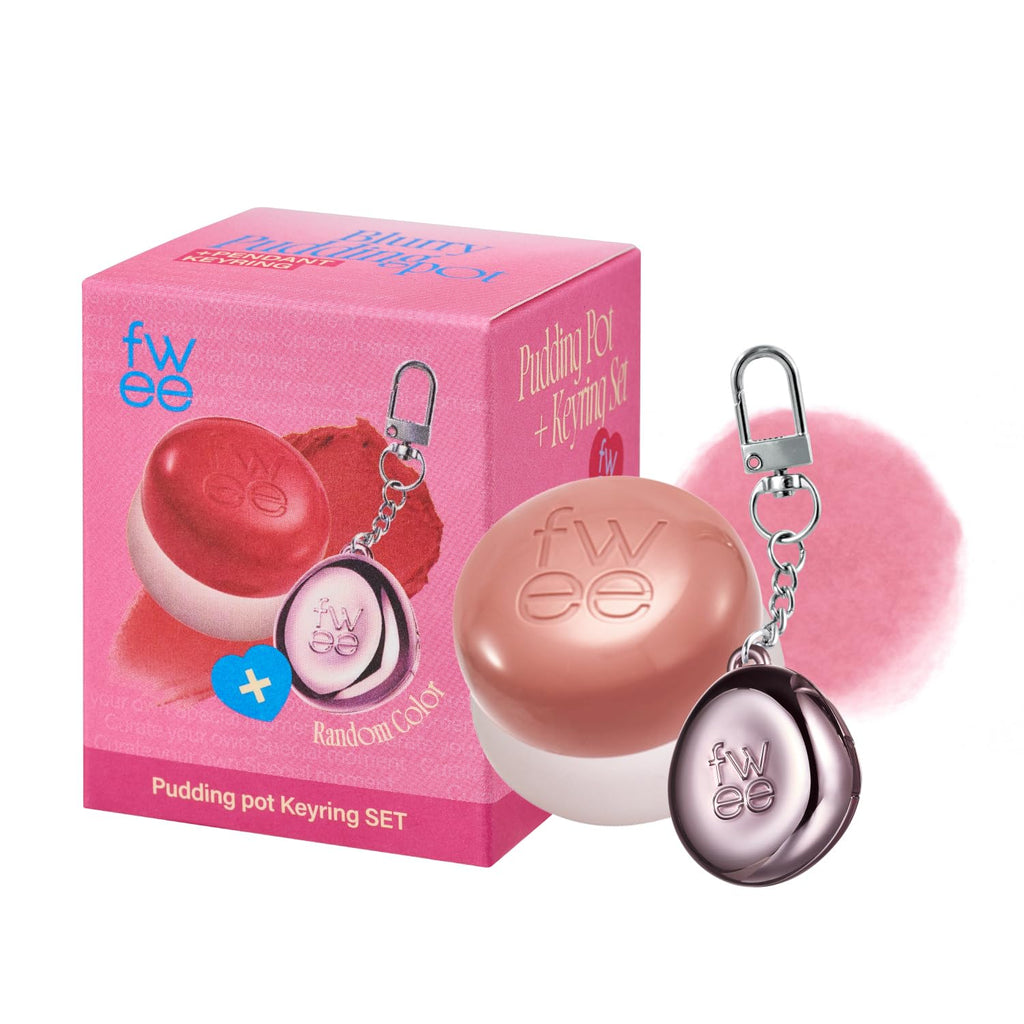 fwee Blurry Pudding Pot + Keychain Set – Airbrushed Blush & Lip, Buildable Pigment, Soft Matte Finish (Cool Pink)