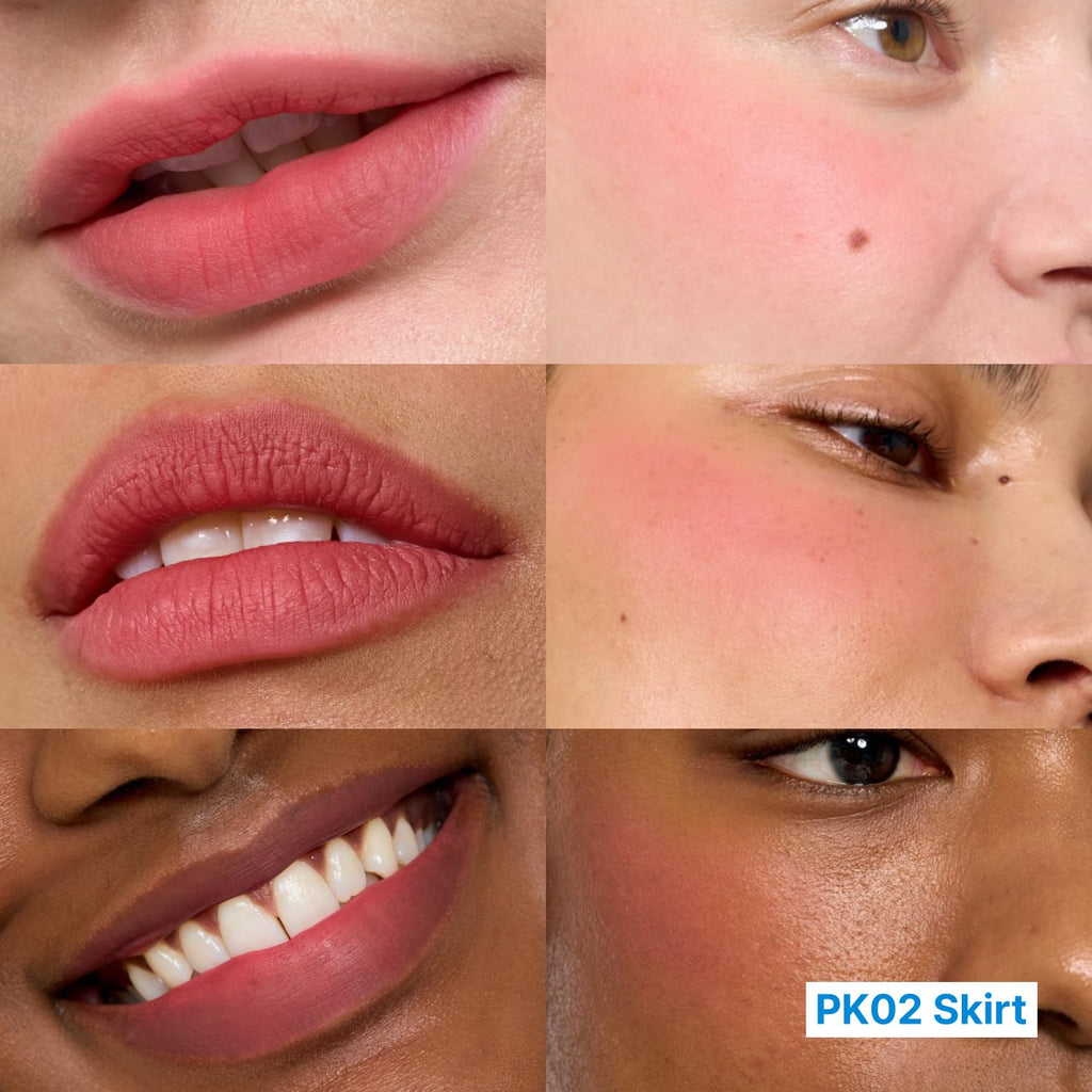 fwee Blurry Pudding Pot + Keychain Set – Airbrushed Blush & Lip, Buildable Pigment, Lightweight, Soft Matte Finish (Skirt Peachy Pink) 0.17 oz