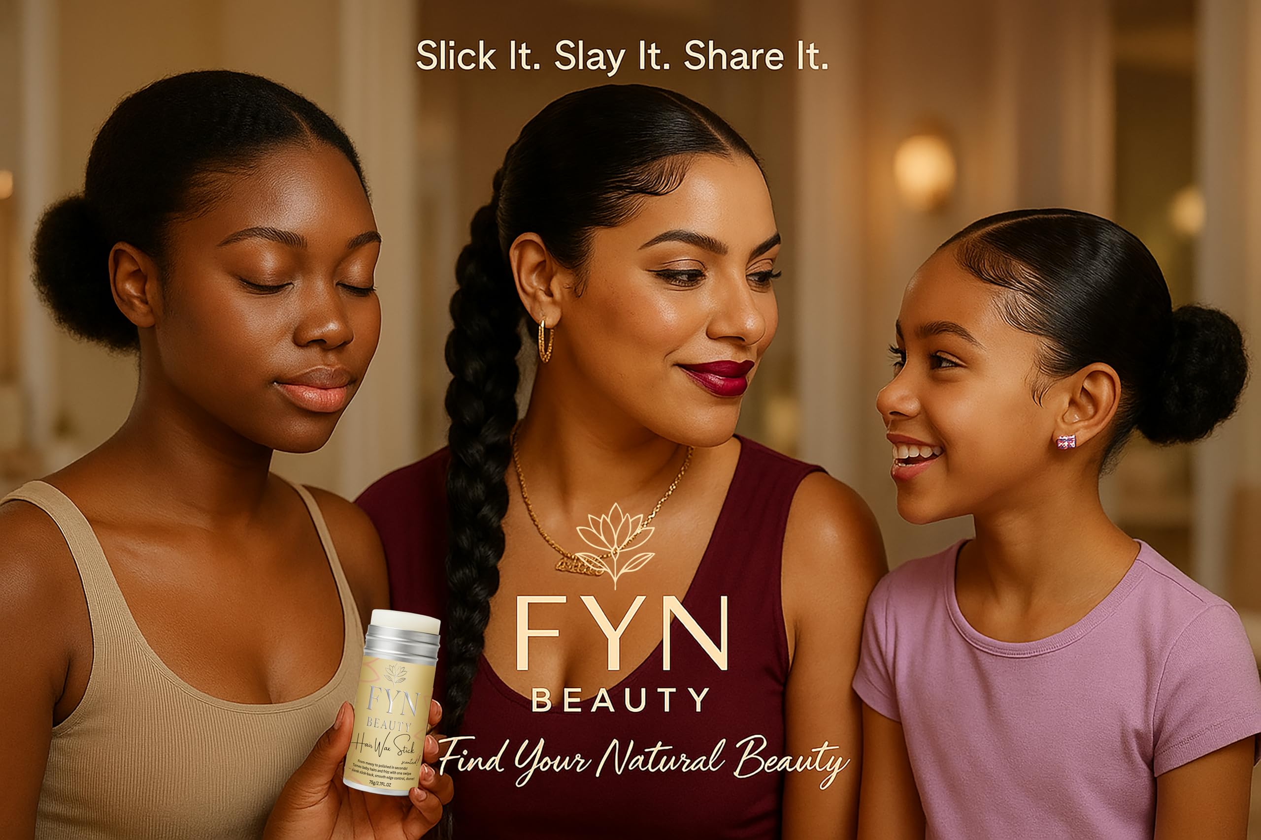 FYN Beauty Hair Wax Stick | Edge Control for Women & Kids | Sleek Back & Flyaway Tamer | 2.7 Fl Oz