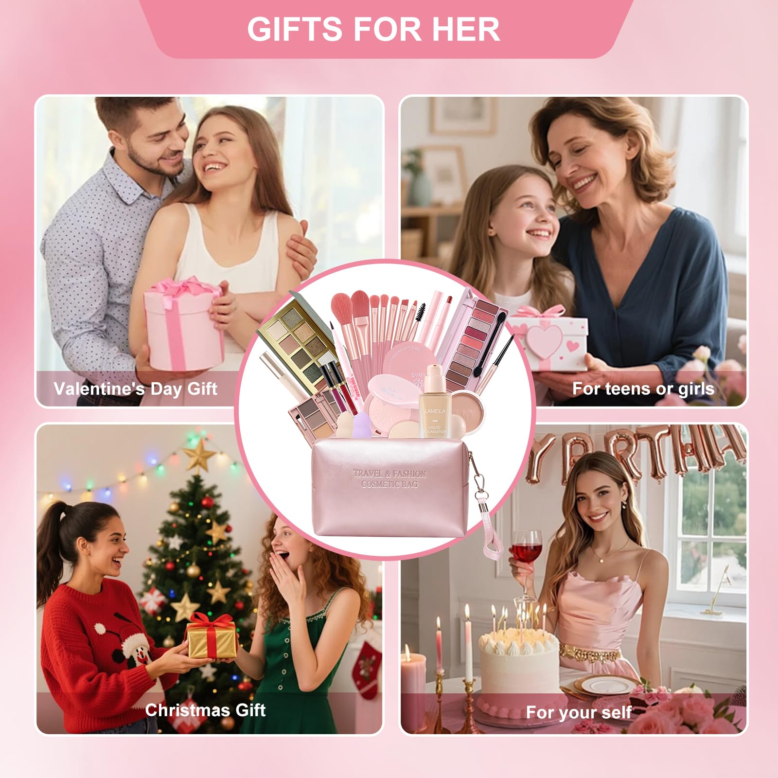 Fynqwor Valentines Day Gift Makeup Kit – 25-Piece All-In-One Set