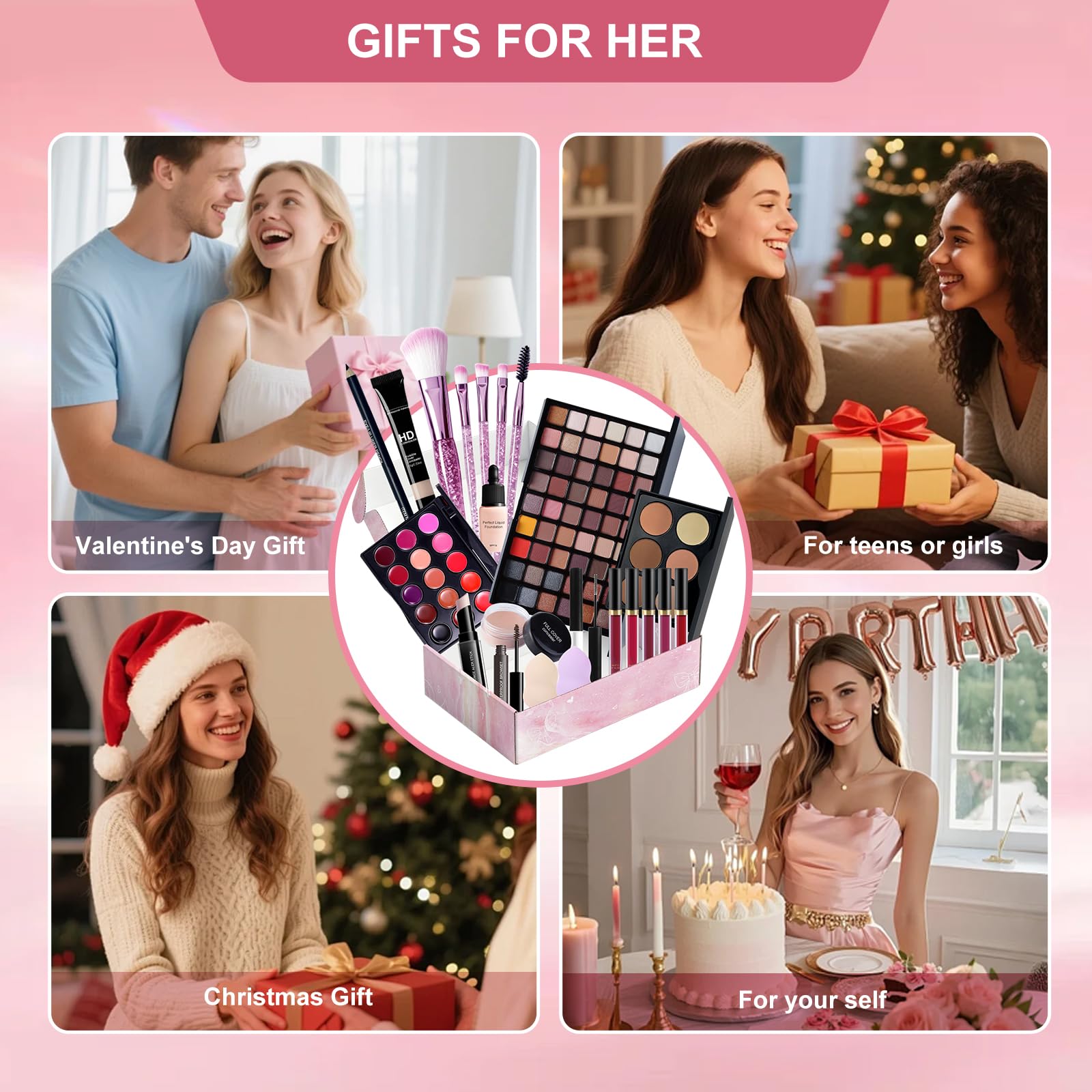 Fynqwor Valentines Day Makeup Set – All-in-One Kit for Women & Teens