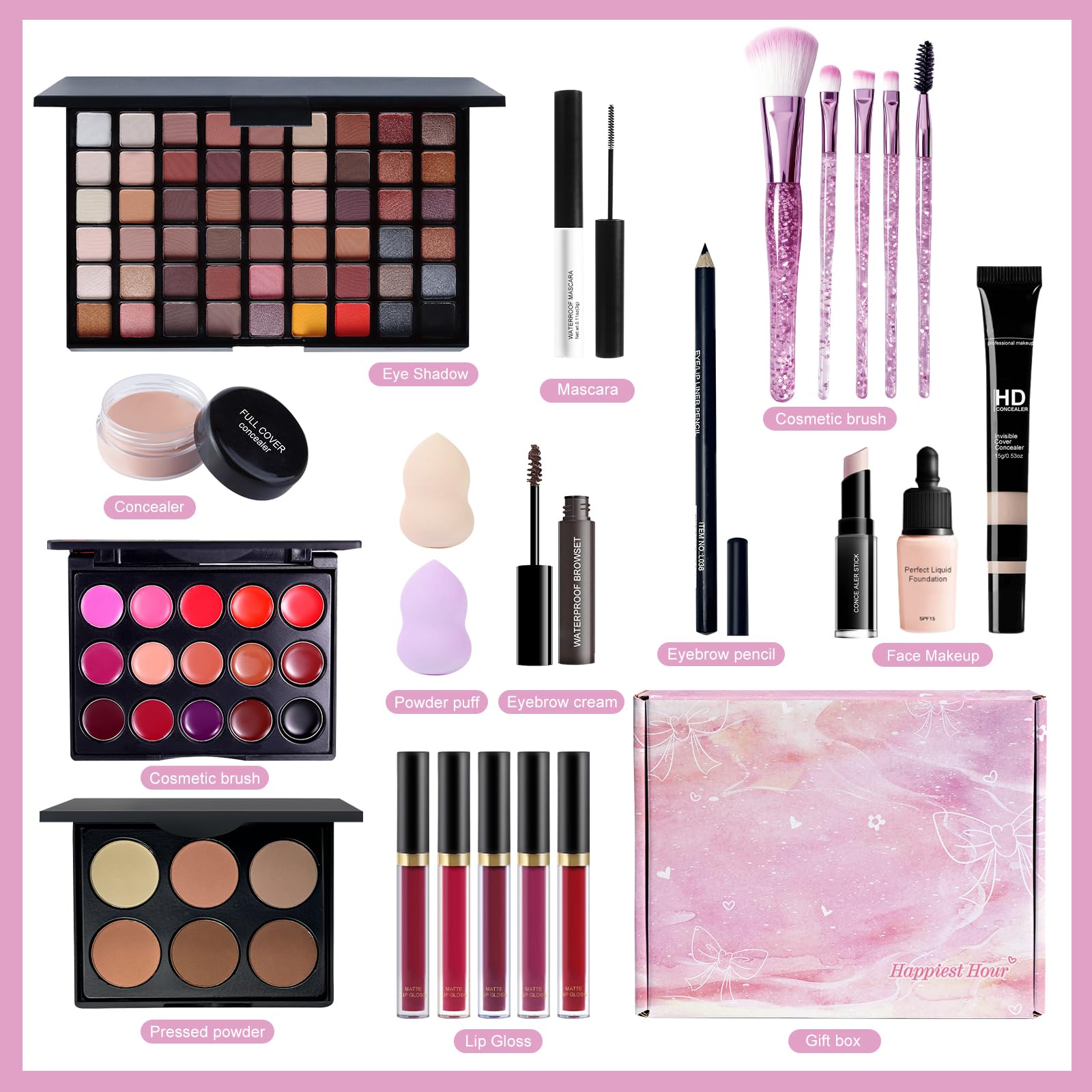Fynqwor Valentines Day Makeup Set – All-in-One Kit for Women & Teens