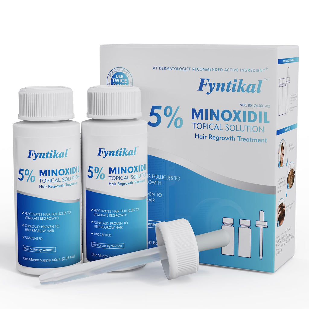 Fyntikal 5% Minoxidil for Men – Extra Strength Hair & Beard Growth Serum (2-Pack)