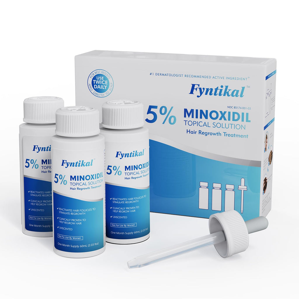 Fyntikal 5% Minoxidil for Men – Hair & Beard Growth, Non-Greasy Topical Solution, 3-Month Supply