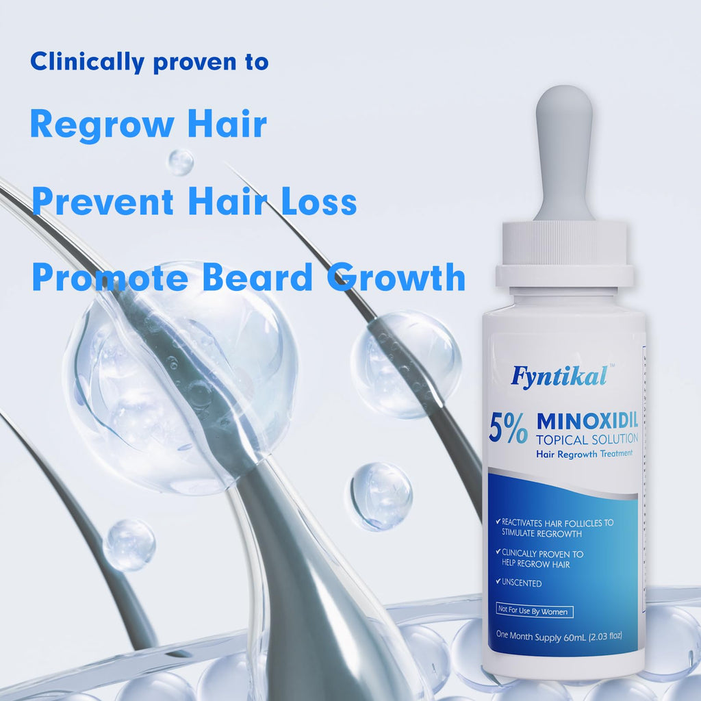 Fyntikal 5% Minoxidil for Men – Extra Strength Hair & Beard Growth Serum (2-Pack)
