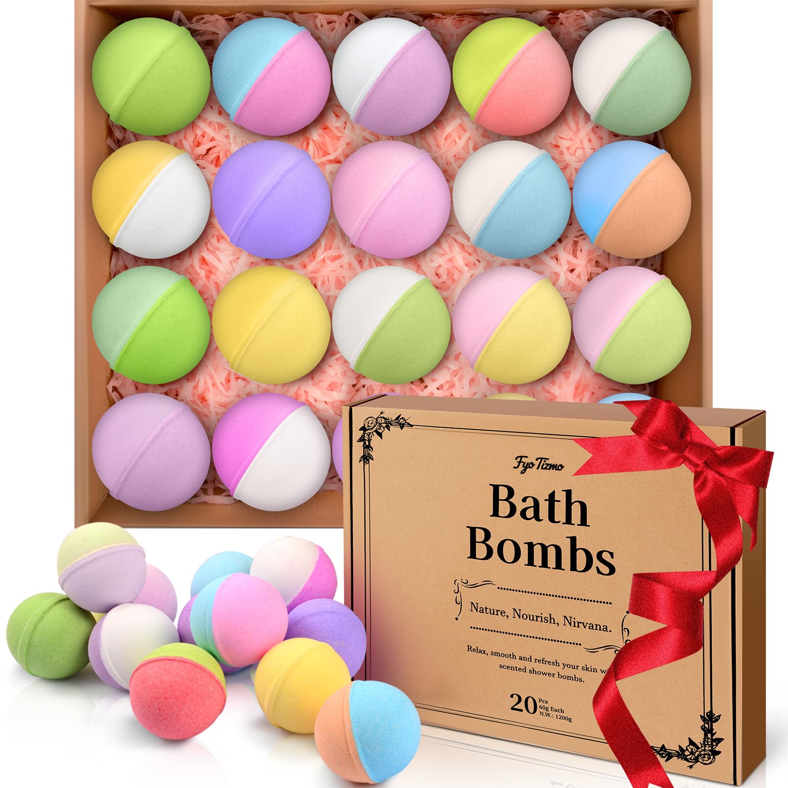 Fyo Tizmo Bath Bombs Gift Set – 20 Pcs, 10 Scents, Shea Butter