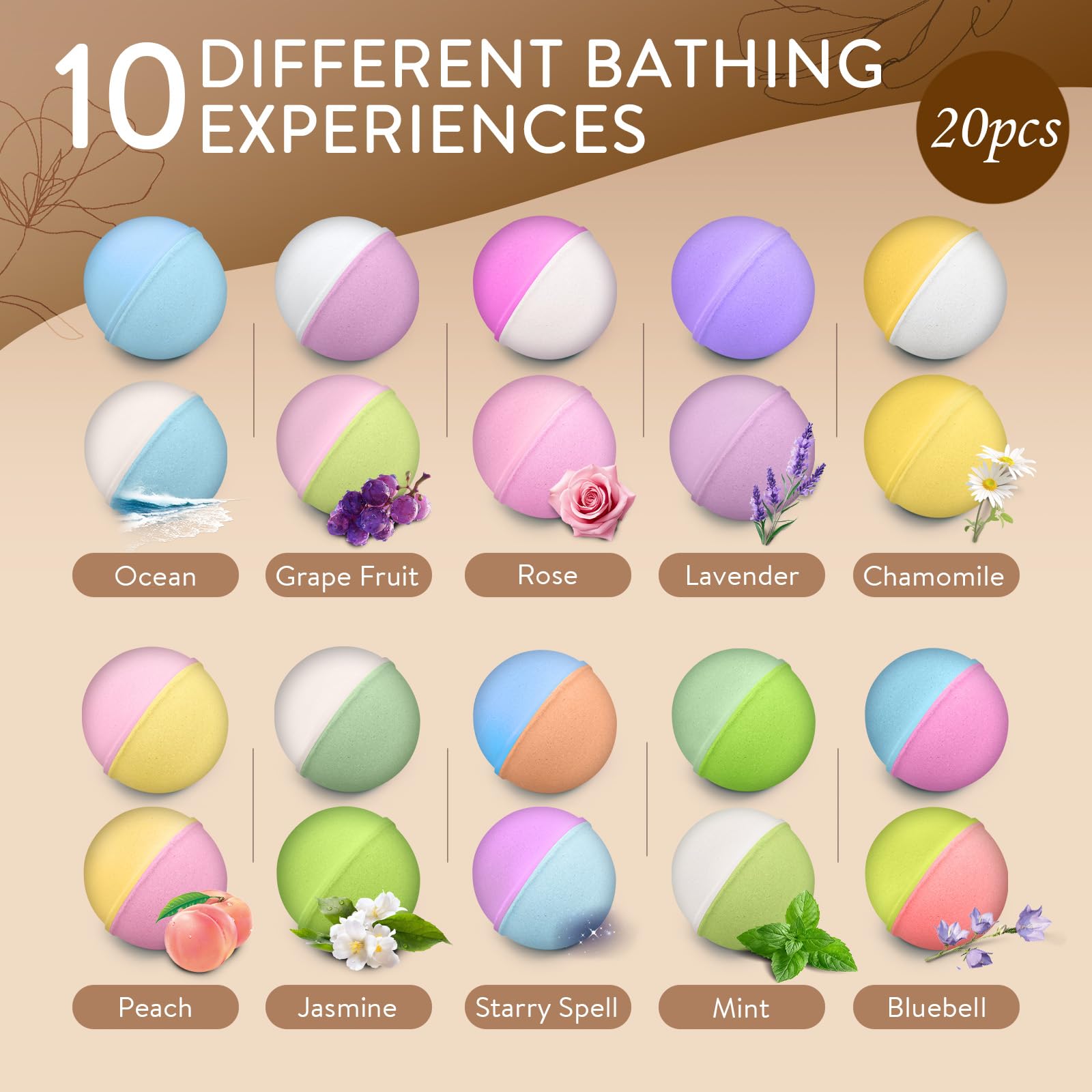 Fyo Tizmo Bath Bombs Gift Set – 20 Pcs, 10 Scents, Shea Butter