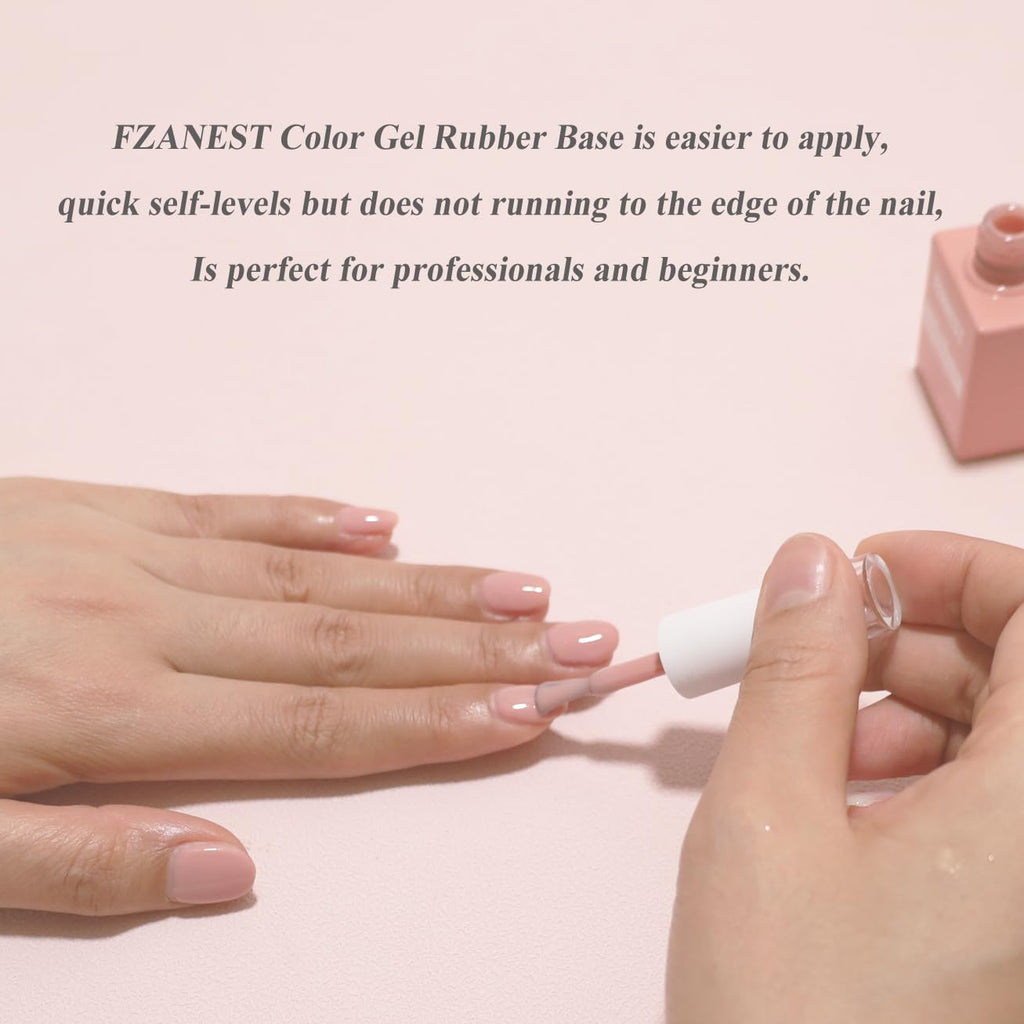 FZANEST Rubber Base Gel Polish Kit – 6x7.5ml Builder Gel