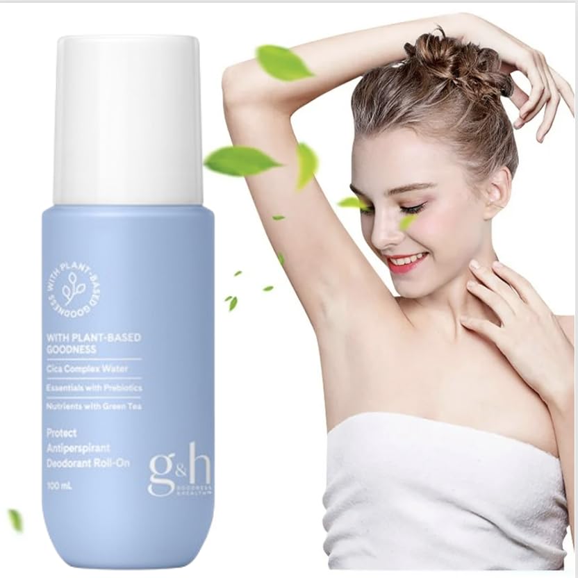 G&H Protect Anti-Perspirant Roll-On Deodorant – Plant-Based Formula with Green Tea and Cica, 100ml (Pack of 2)