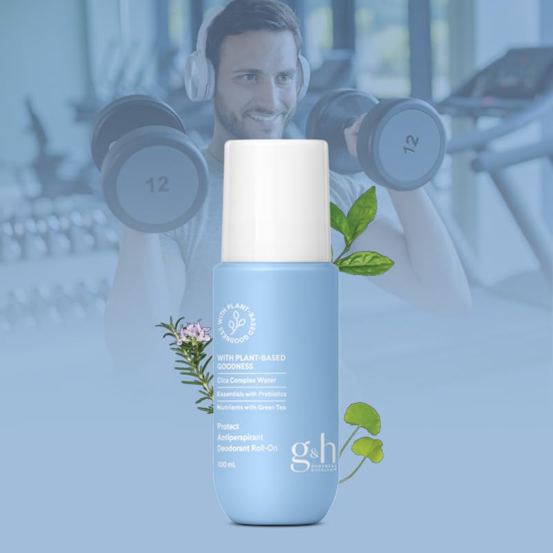 G&H Protect Anti-Perspirant Roll-On Deodorant – Plant-Based Formula with Green Tea and Cica, 100ml (Pack of 2)