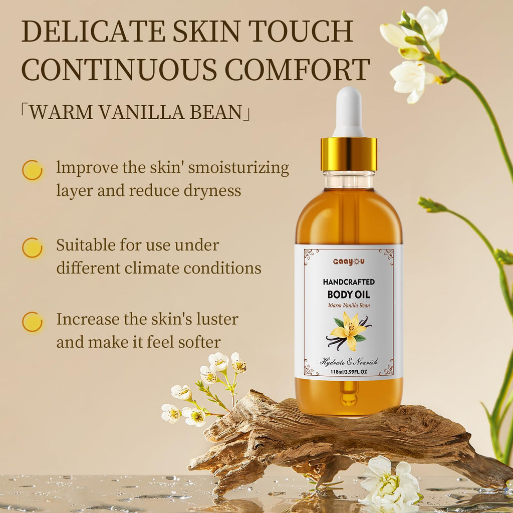 Gaayou Warm Vanilla Bean Body Oil – Deep Moisturizing Vanilla Oil for All Skin Types