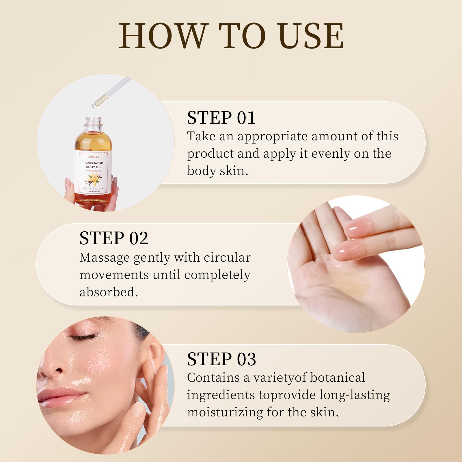 Gaayou Warm Vanilla Bean Body Oil – Deep Moisturizing Vanilla Oil for All Skin Types