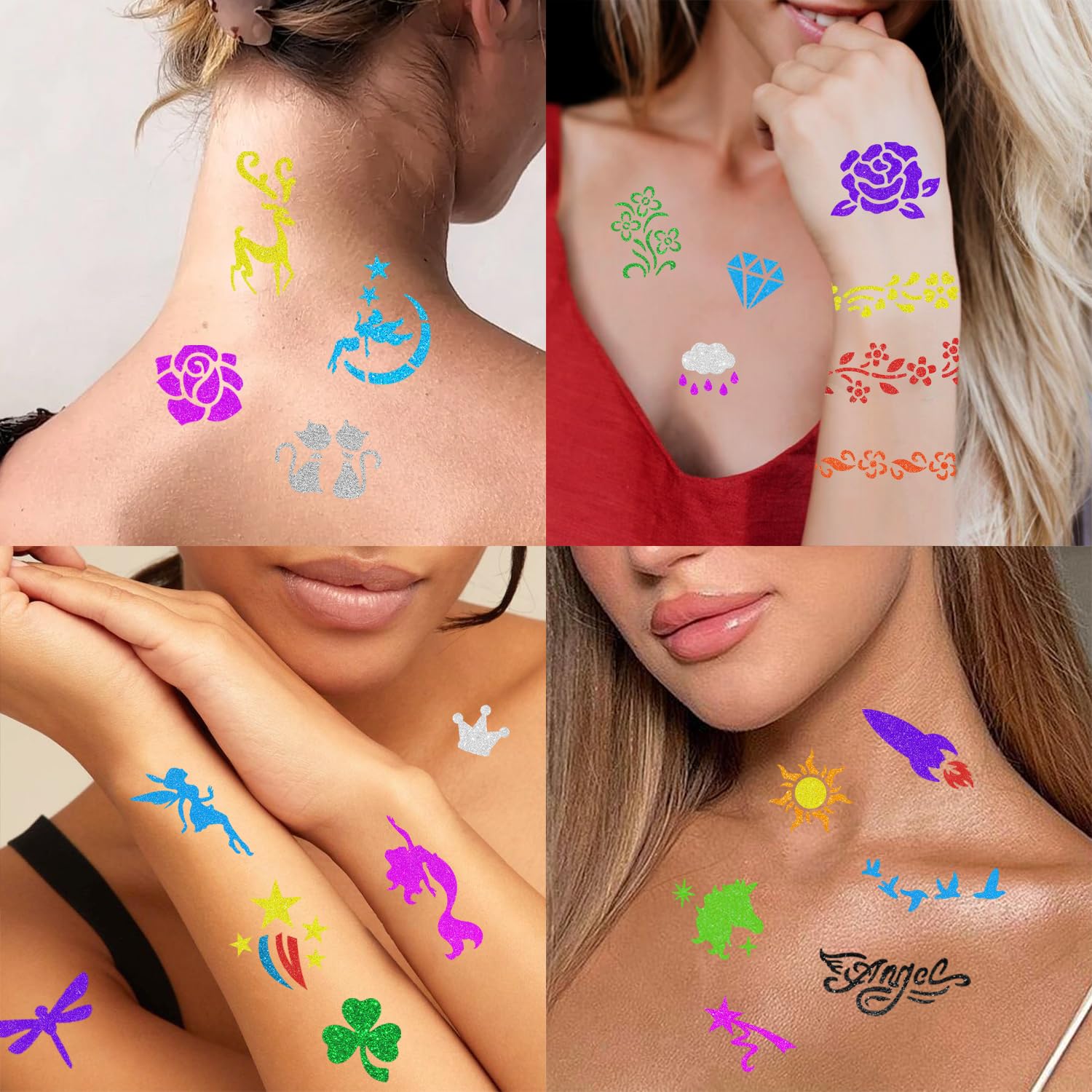 Gabizafia Temporary Tattoo Markers for Skin – 12 Metallic Pens + 160 Stencils