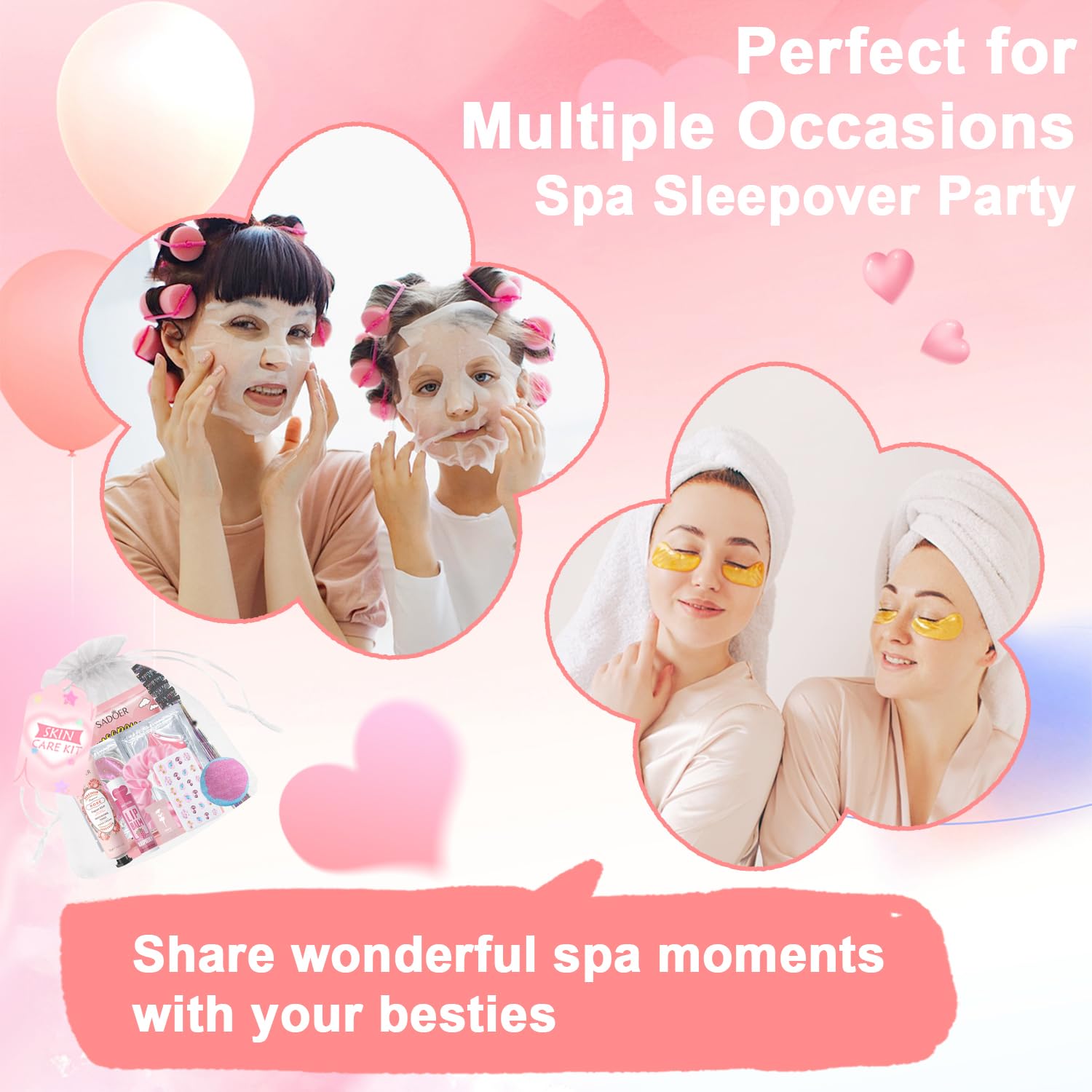GADMLURY 144 PCS Spa Party Supplies Kit for Girls and Women – Facial Masks, Hand Creams, Lip Balms & More