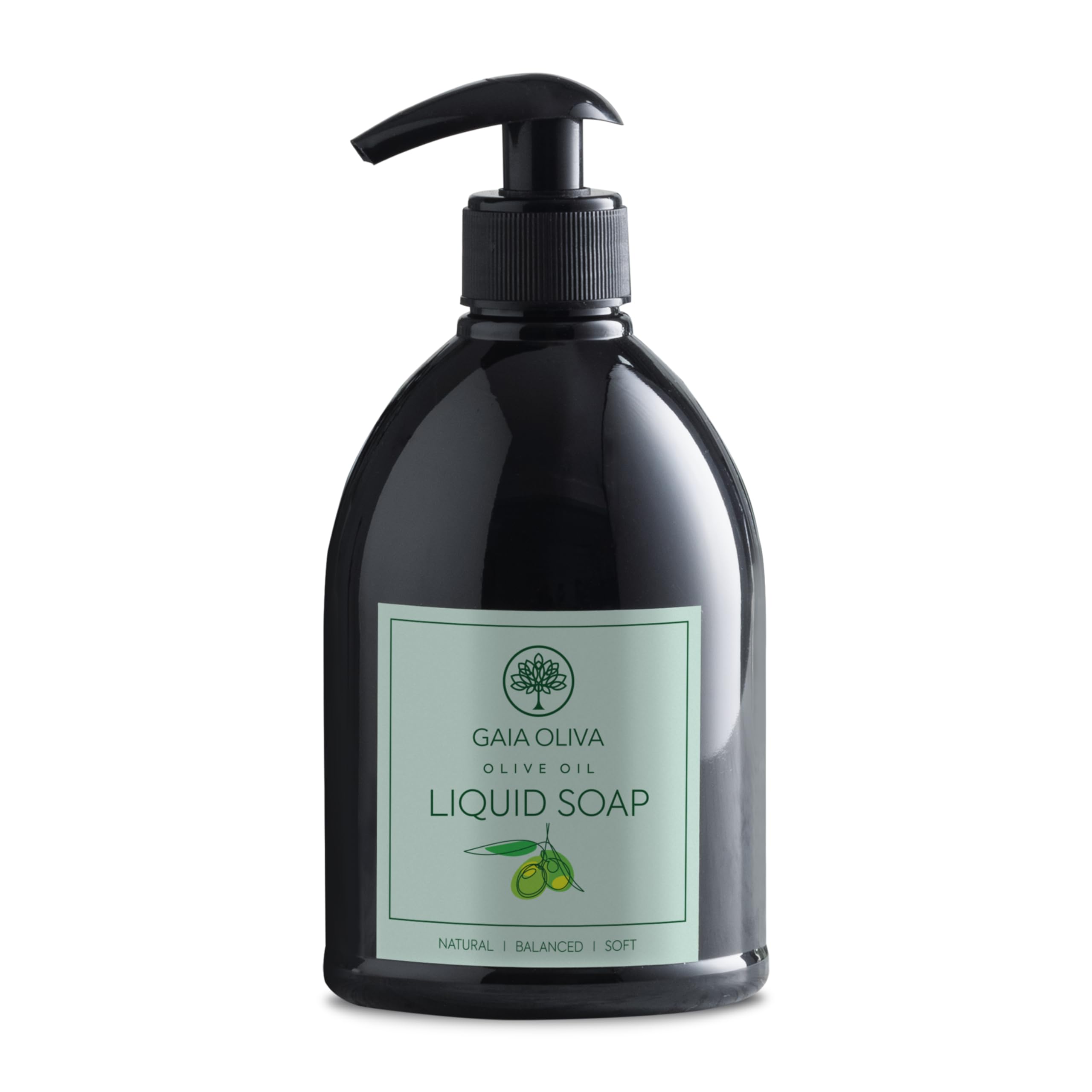 GAIA Oliva Olive Oil Hand Soap Liquid – Luxury Moisturizing Soap with Green Tea Scent, 16.9 FL OZ Bottle (Pack of 1)