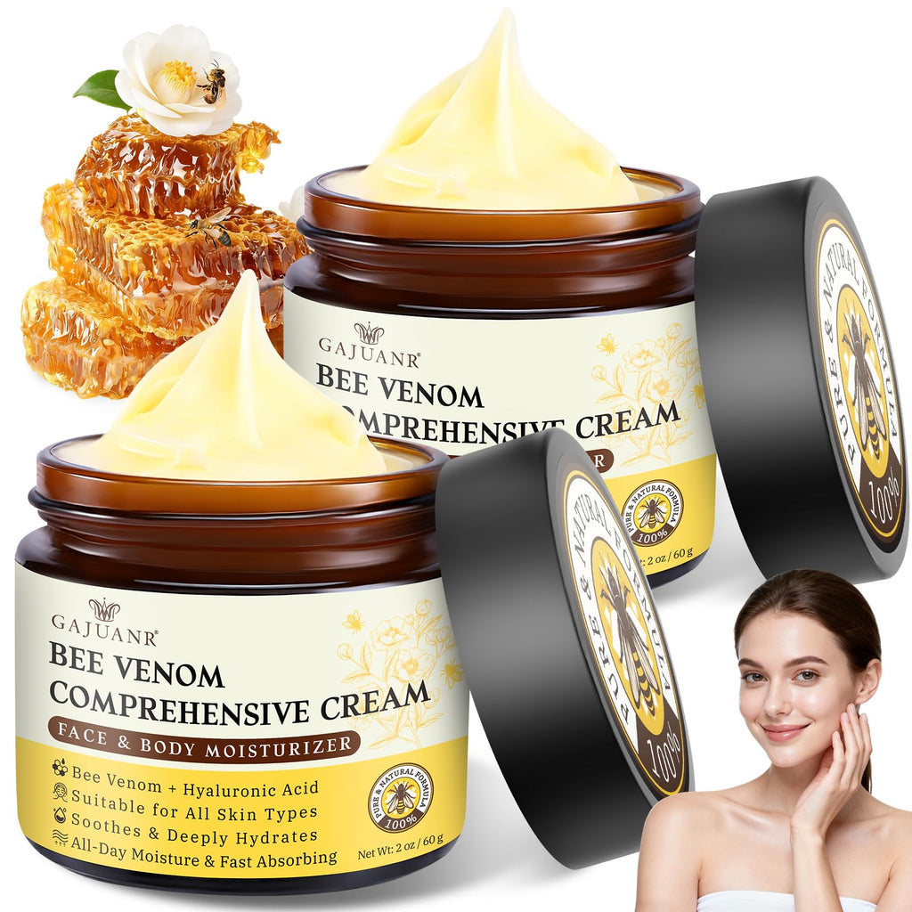 GAJUANR Bee Venom Moisturizing Cream – All-in-One Nourishing Cream with Hyaluronic Acid, Lightweight Daily Moisturizer (2 x 60g)