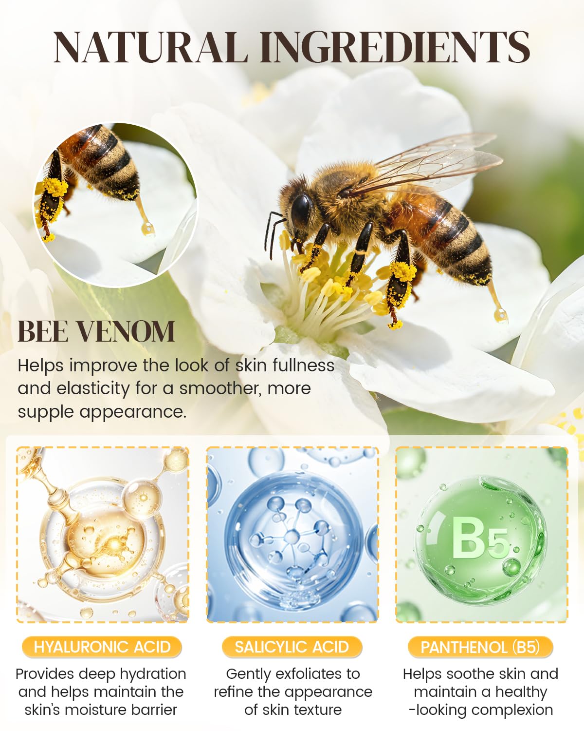 GAJUANR Bee Venom Moisturizing Cream – All-in-One Nourishing Cream with Hyaluronic Acid, Lightweight Daily Moisturizer (2 x 60g)