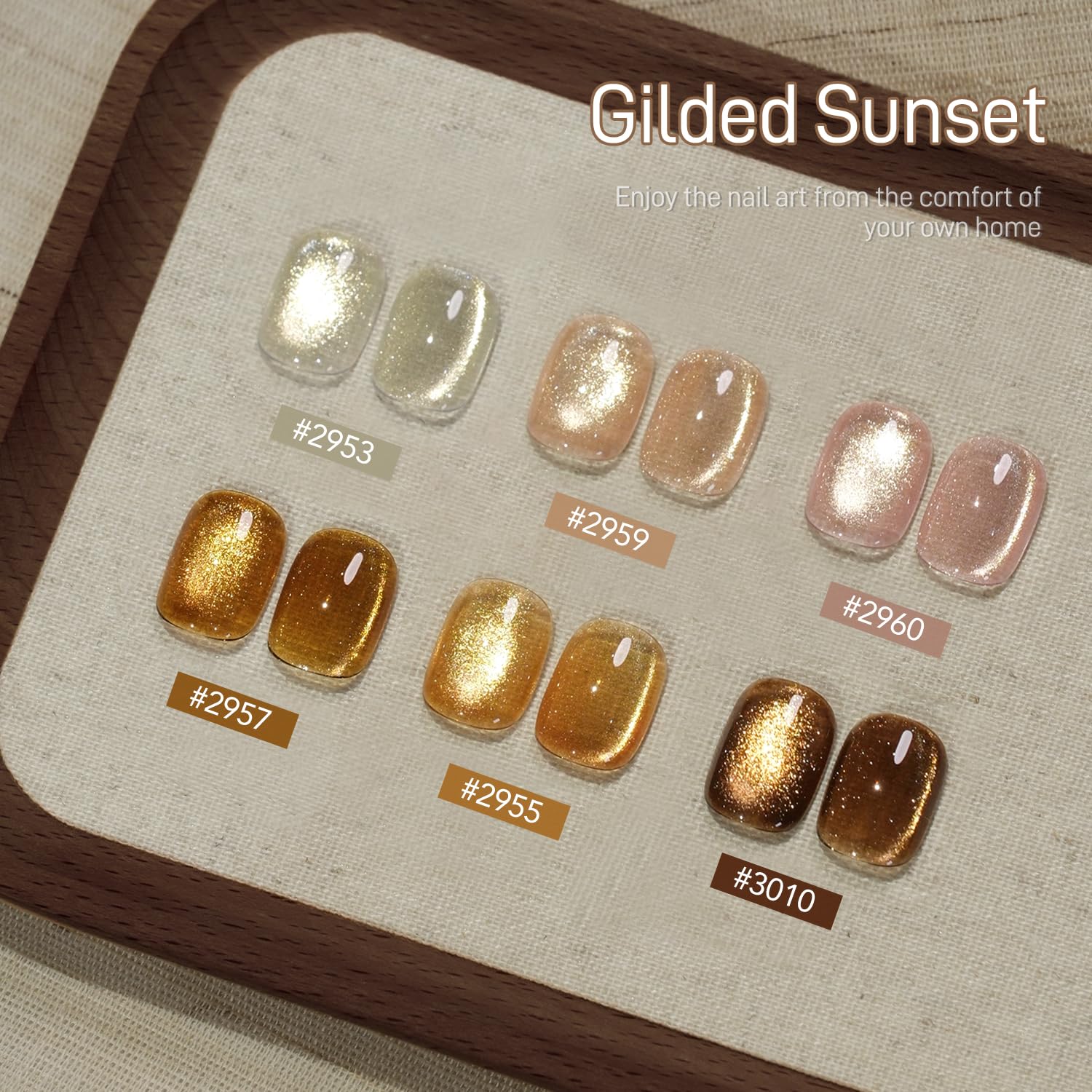GAOY 16ml Glitter Cat Eye Gel Set with 3-in-1 Magnet — 6 Colors