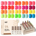 GAOY 23 Pcs Gel Nail Polish Kit — Neon Rainbow UV Colors + Glossy & Matte Top & Base Coats