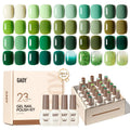 GAOY 23-Piece Gel Polish Kit – Green Glitter Colors, Glossy & Matte Top Coats, Base Coat for At-Home Nail Art