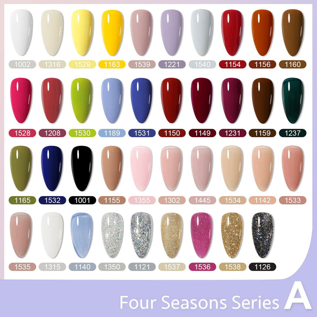 GAOY 42 Pcs Gel Nail Polish Kit – 39 Colors + Glossy & Matte Top & Base Coats for Salon & DIY Manicure