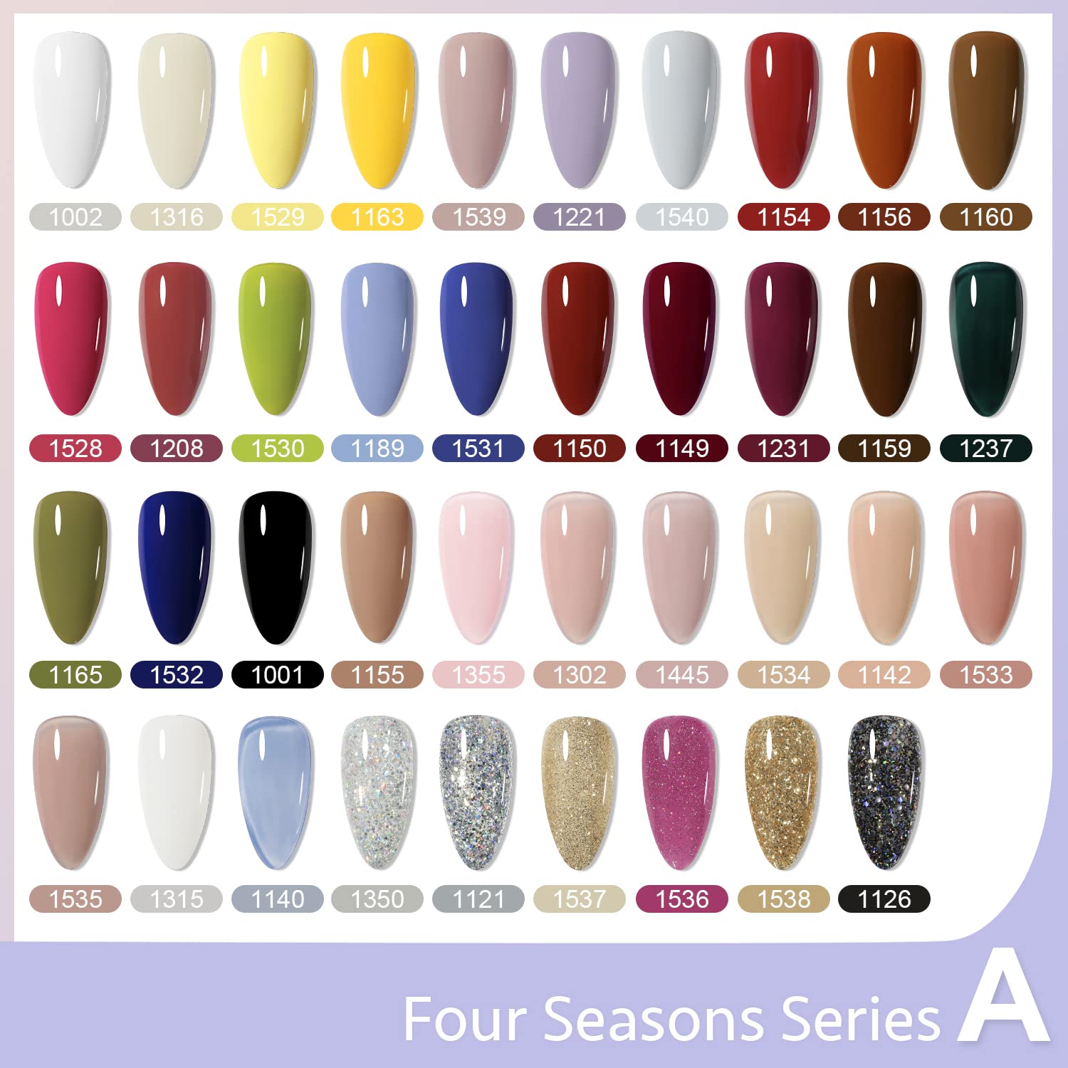 GAOY 42 Pcs Gel Nail Polish Kit – 39 Colors + Glossy & Matte Top & Base Coats for Salon & DIY Manicure