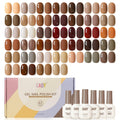 GAOY 42 Pcs Gel Nail Polish Kit – Fall Brown-Red Glitter Colors with Glossy and Matte Top Coat