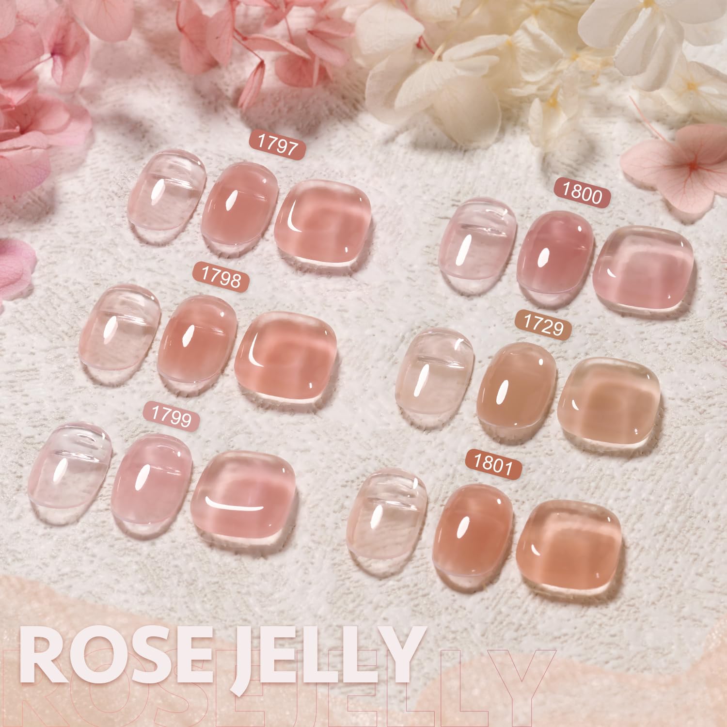 GAOY 6 Colors Builder Gel Set – Milky White, Rose Jelly, Nude Sheer, Pink & More